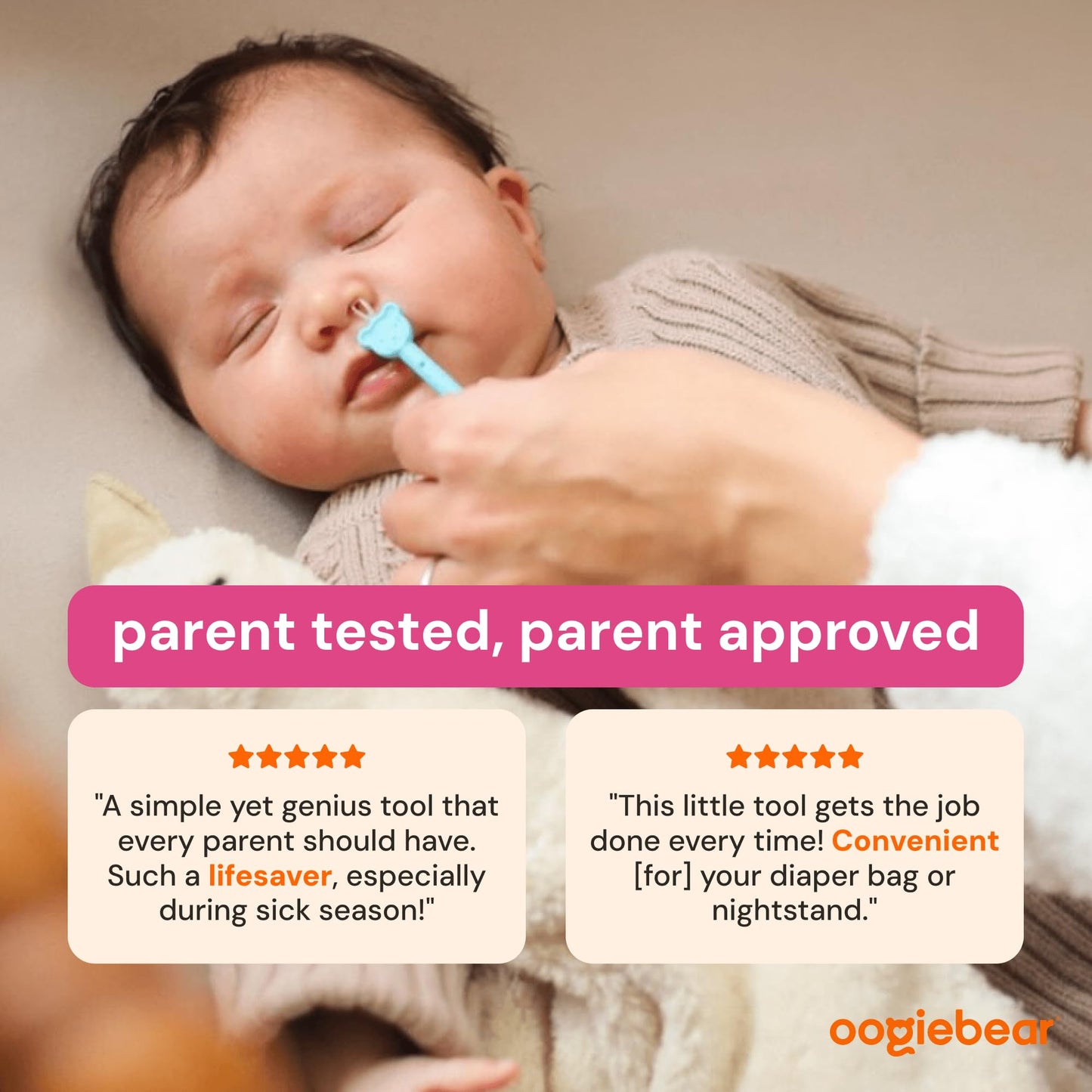 oogiebear: Baby Nose Cleaner & Ear Wax Removal Tool - Safe Booger & Earwax Removal for Newborns, Infants, Toddlers - Dual-Ended - Essential Baby Stuff, Diaper Bag, Raspberry & Seafoam with case