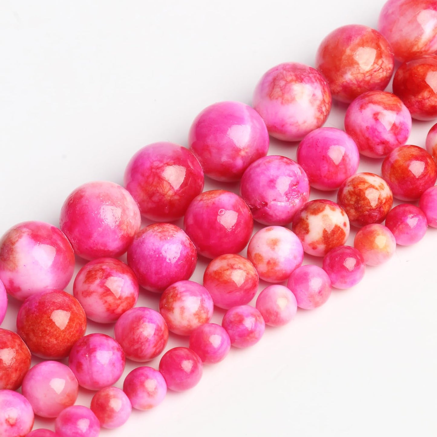 Yochus 60pcs 6mm Rose Red Persian Jade Energy Healing Round Bulk Gemstone Beads for Jewelry Making Bracelet Necklace Earring DIY