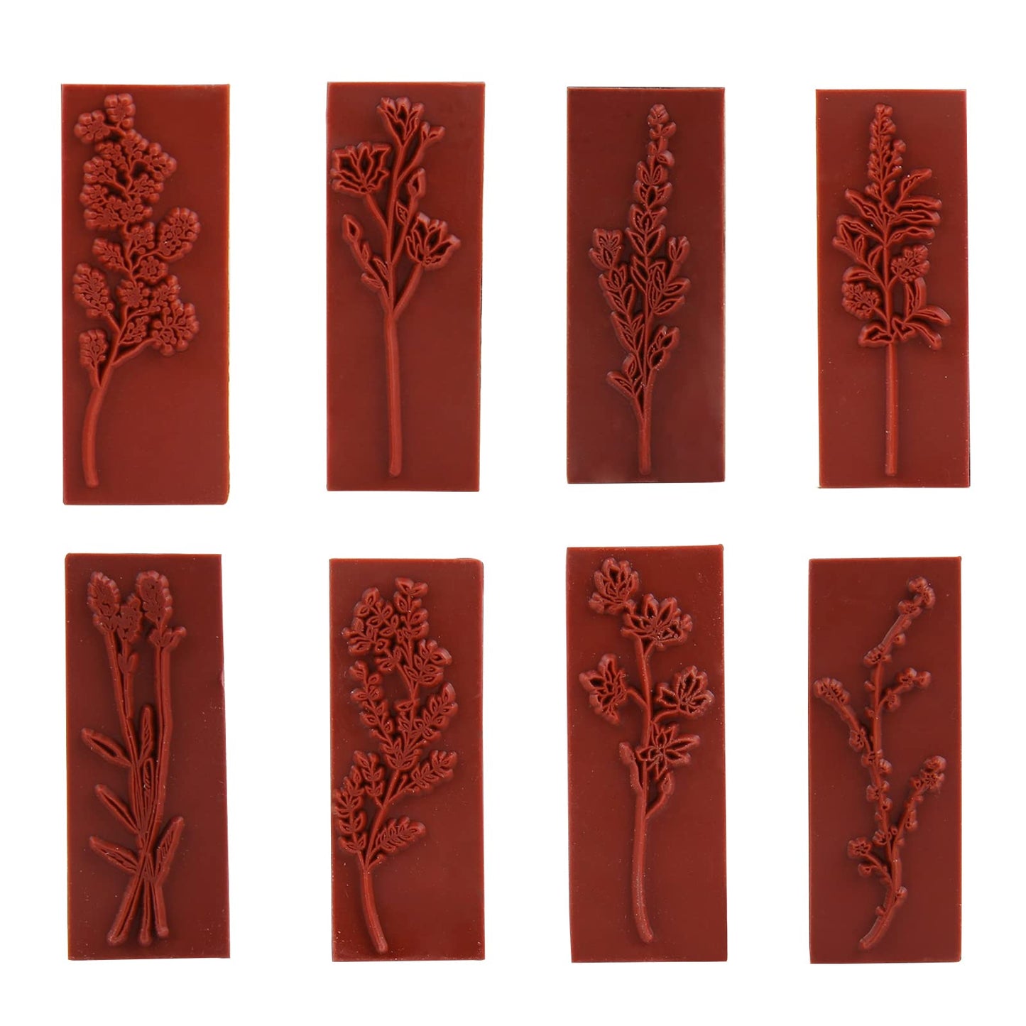 Dizdkizd 8 Pieces Wood Mounted Rubber Stamps, Plant and Flower Decorative Wooden Rubber Stamp Set for DIY Craft, Diary and Craft Scrapbooking