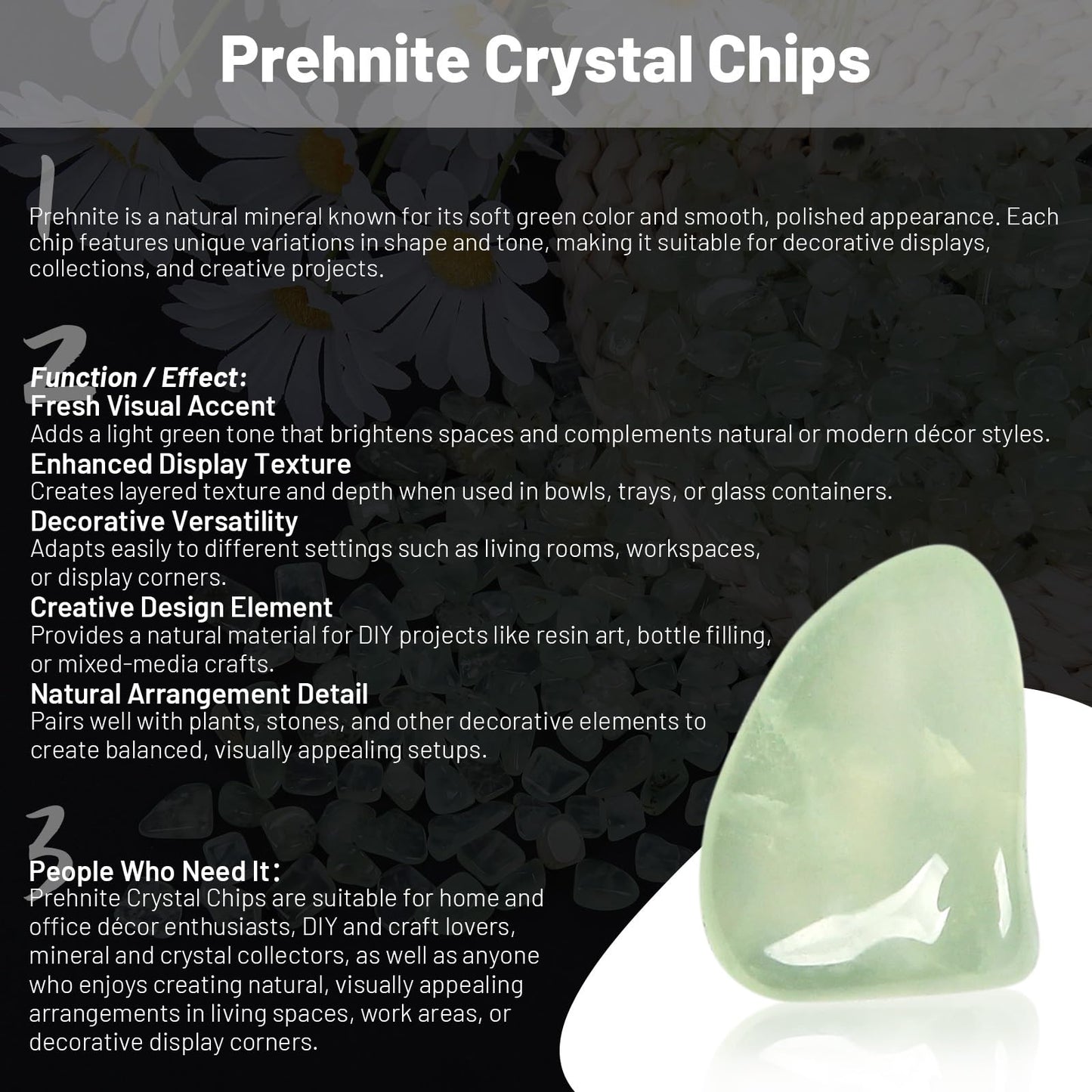 1.1lb Natural Crushed Prehnite Crystal Tumbled Chips-Healing Crystals Chips Bulk, Crushed Crystal Gemstones for Crafts, Beautiful Package for Gift (Prehnite)