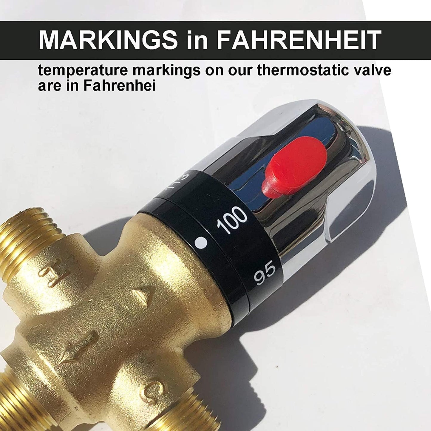 Thermostatic Mixing Valve，Shower Mixing Valve with 1/2 NPT Male Connections,Water Temperature Constant Control Valve,Solid Brass