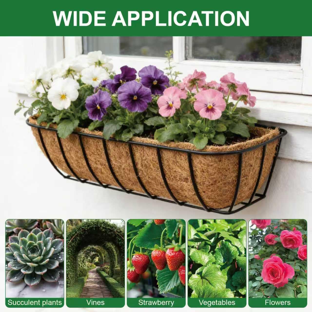 DONGXYTWH 2-Pack 24 Inch Coco Liners for Planters – Trough Coco Liner for Window Box, Fence Flower Baskets | Coco Liners for Hanging Baskets, Planter Box Liner, 24 Inch Coconut Liners for Planters.