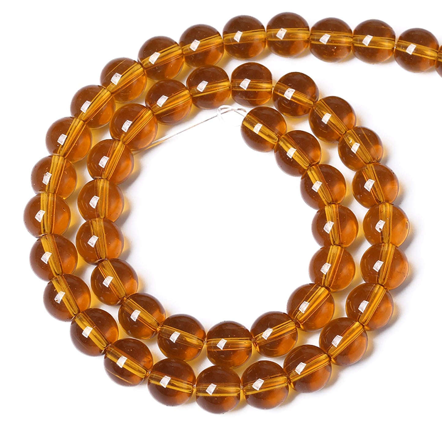 8MM 46PCS Amber Glass Spacer Loose Beads for Jewelry Making DIY Bracelet Necklace