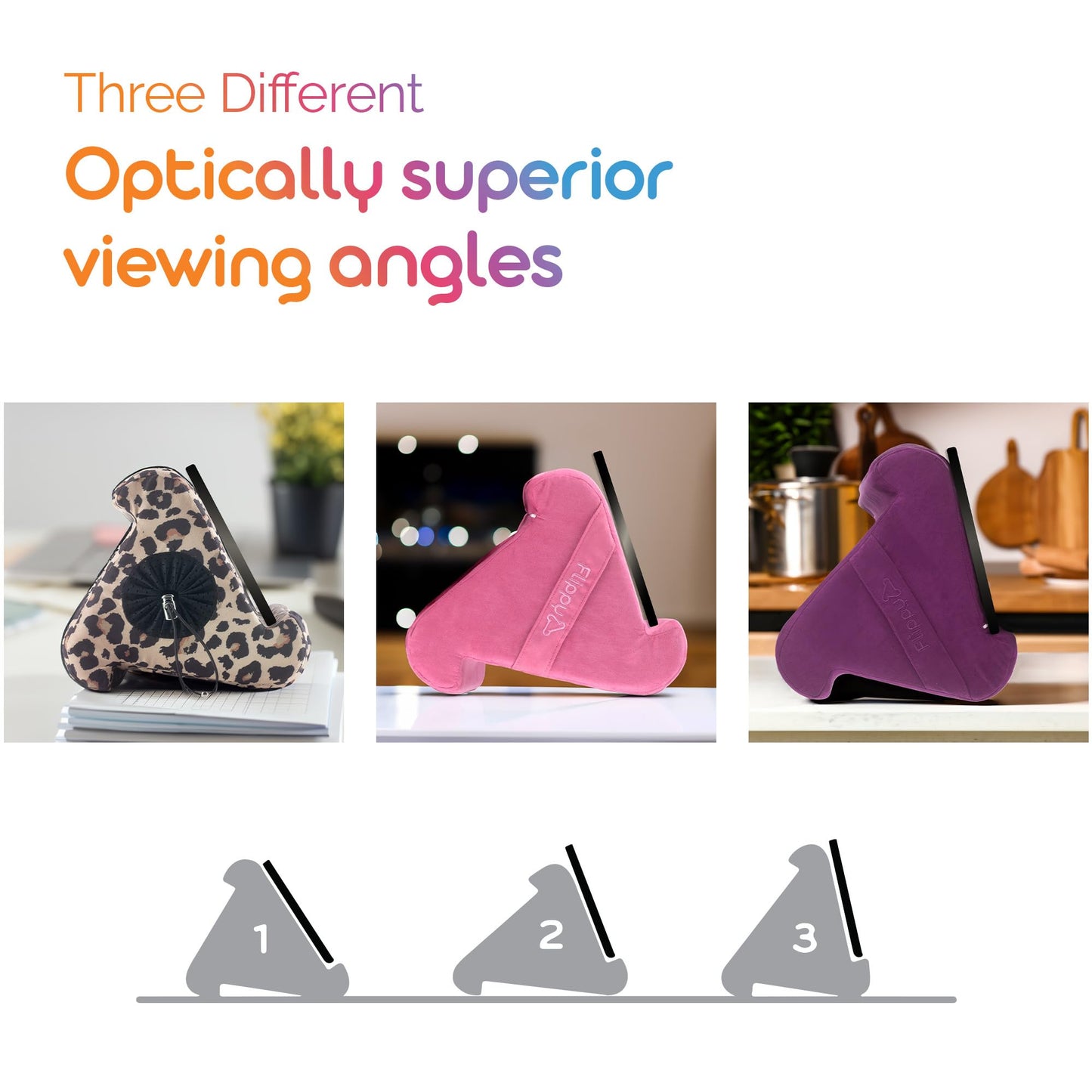 Flippy Original Tablet Pillow Stand & iPad Holder, Gift for Book Lovers & Readers, Multi-Angle Stand with Storage for Lap, Desk & Bed, Compatible with Kindle, Fire, iPad & Samsung, Greyster