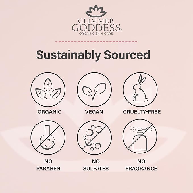 Glimmer Goddess Organic Whipped Body Butter for Women - Moisturizer Cream with Shea & Cocoa Butter, Almonds & Coconut Oil - Lemon Cream, 8oz