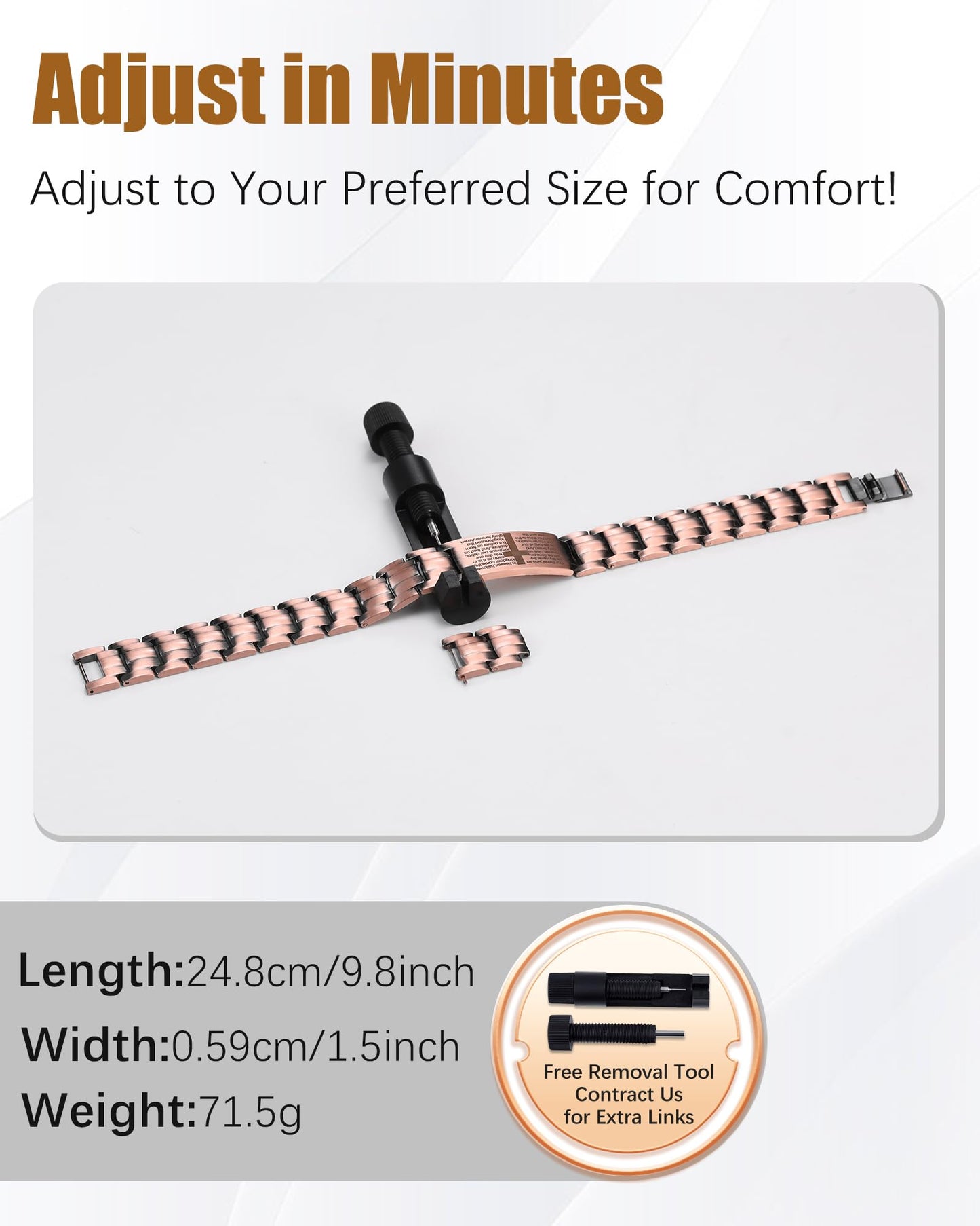 Jeracol Copper Cross Bracelet for Men, Ultra Strength Magnetic Bracelets for Men - Adjustable Copper Jewelry with Sizing Tool & Gift Box