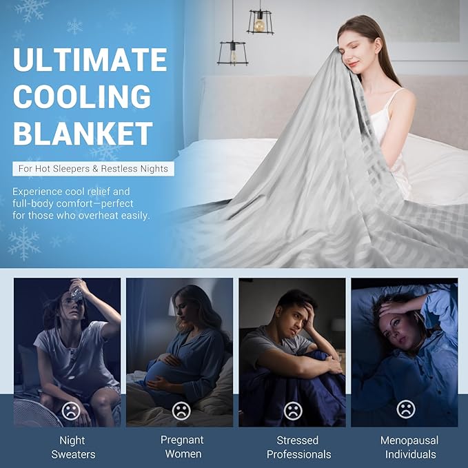 Elegear Revolutionary Cooling Blanket Queen, Absorbs Heat to Keep Body Cool for Night Sweats, Double Sided Arc-Chill3.0 Cooling Fiber Q-Max>0.5, Lightweight Summer Cold Blankets for Sleeping 79“ x 86”