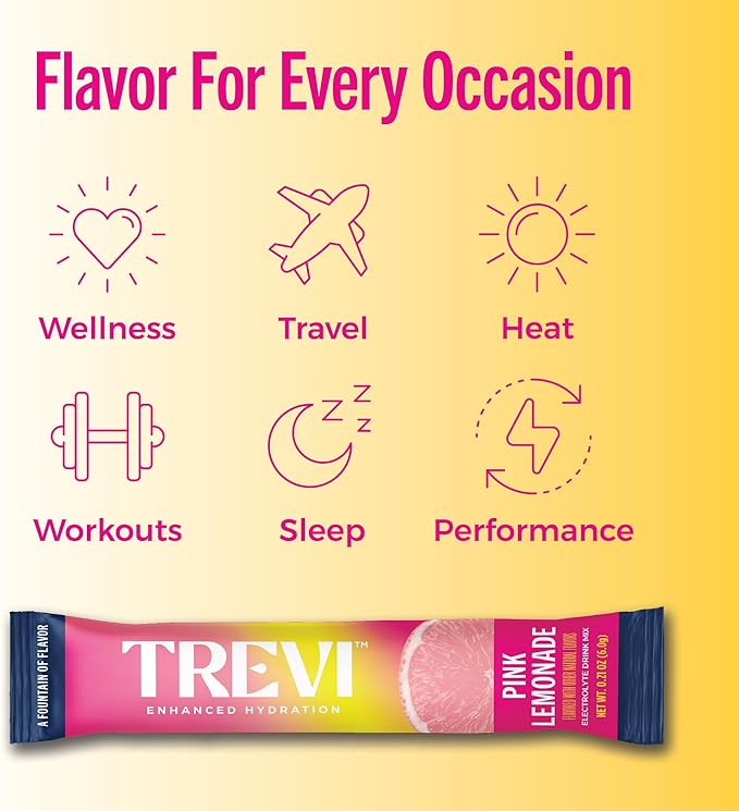 TREVI™ Sugar Free Electrolytes - Drink Mix Hydration Powder Packets - 28 Count - Pink Lemonade