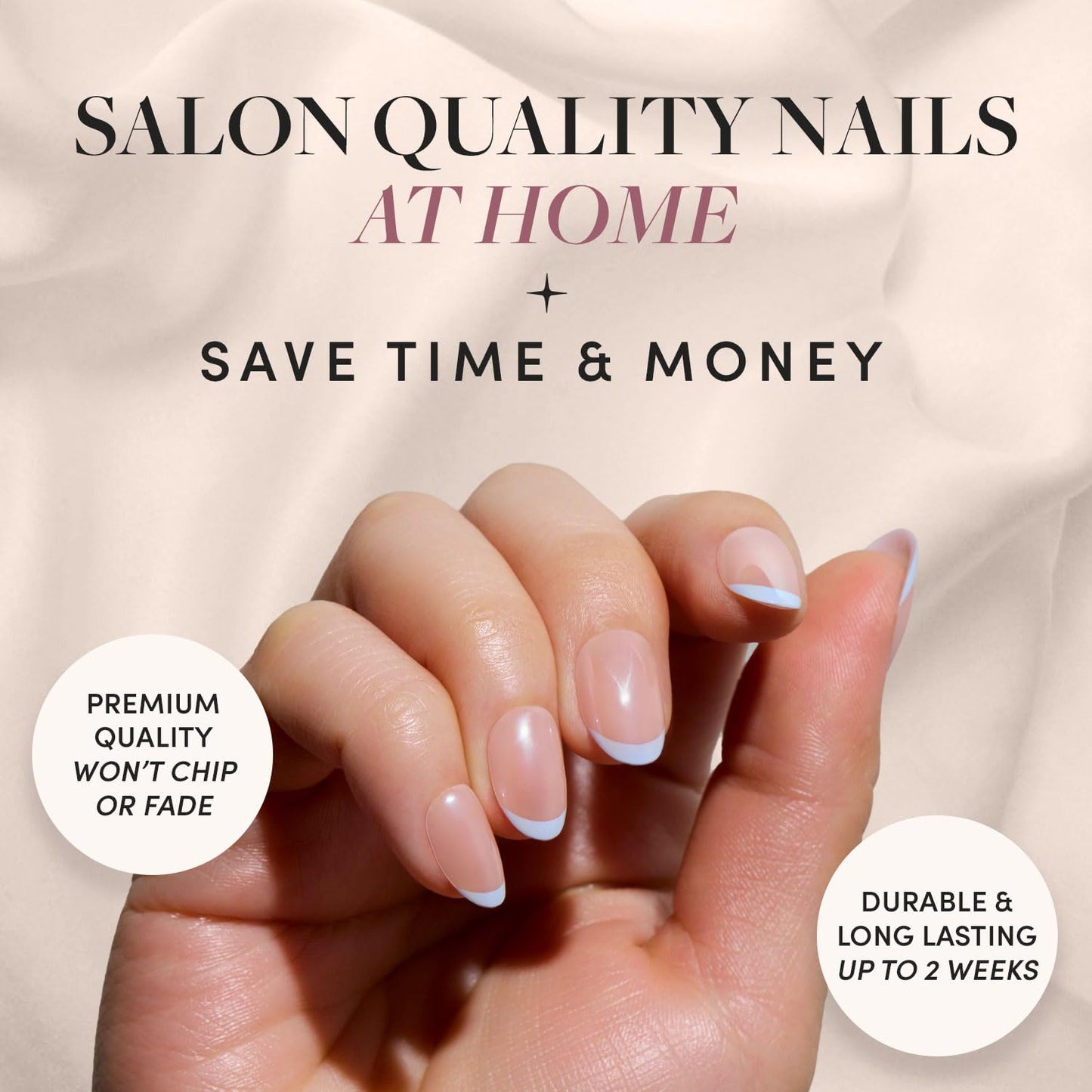 Glamnetic Press-On Nails Bundle - Into Blue & Fairy Dust | Glazed Short Oval Fake Nails with Periwinkle French Tips | Short Oval Beige-Pink False Nails with a Metallic Finish | Reusable, Salon-Quality