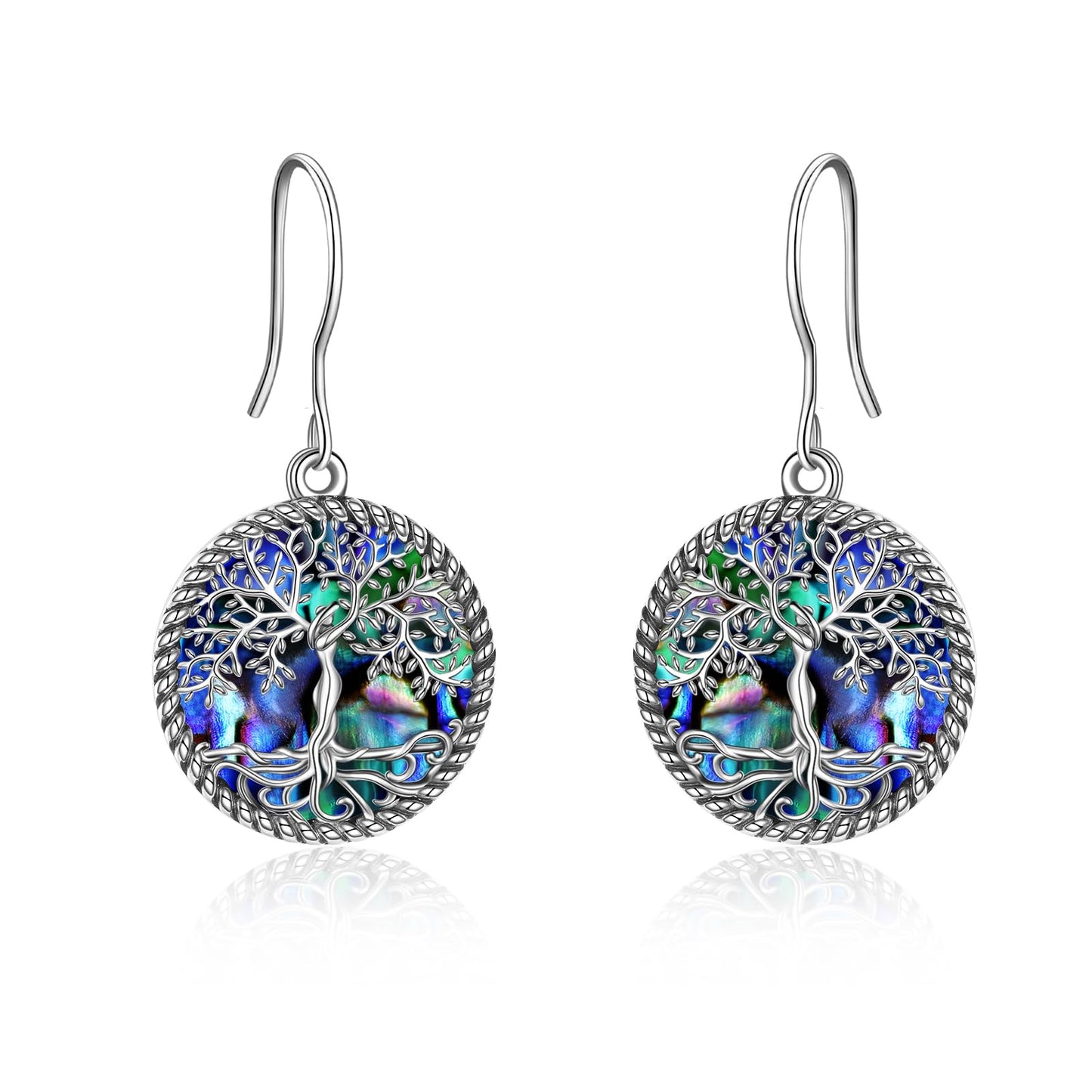 ONEFINITY Sterling Silver Tree of Life Abalone Shell Dangle Drop Earrings for Women Tree of Life Jewelry Christmas Gifts