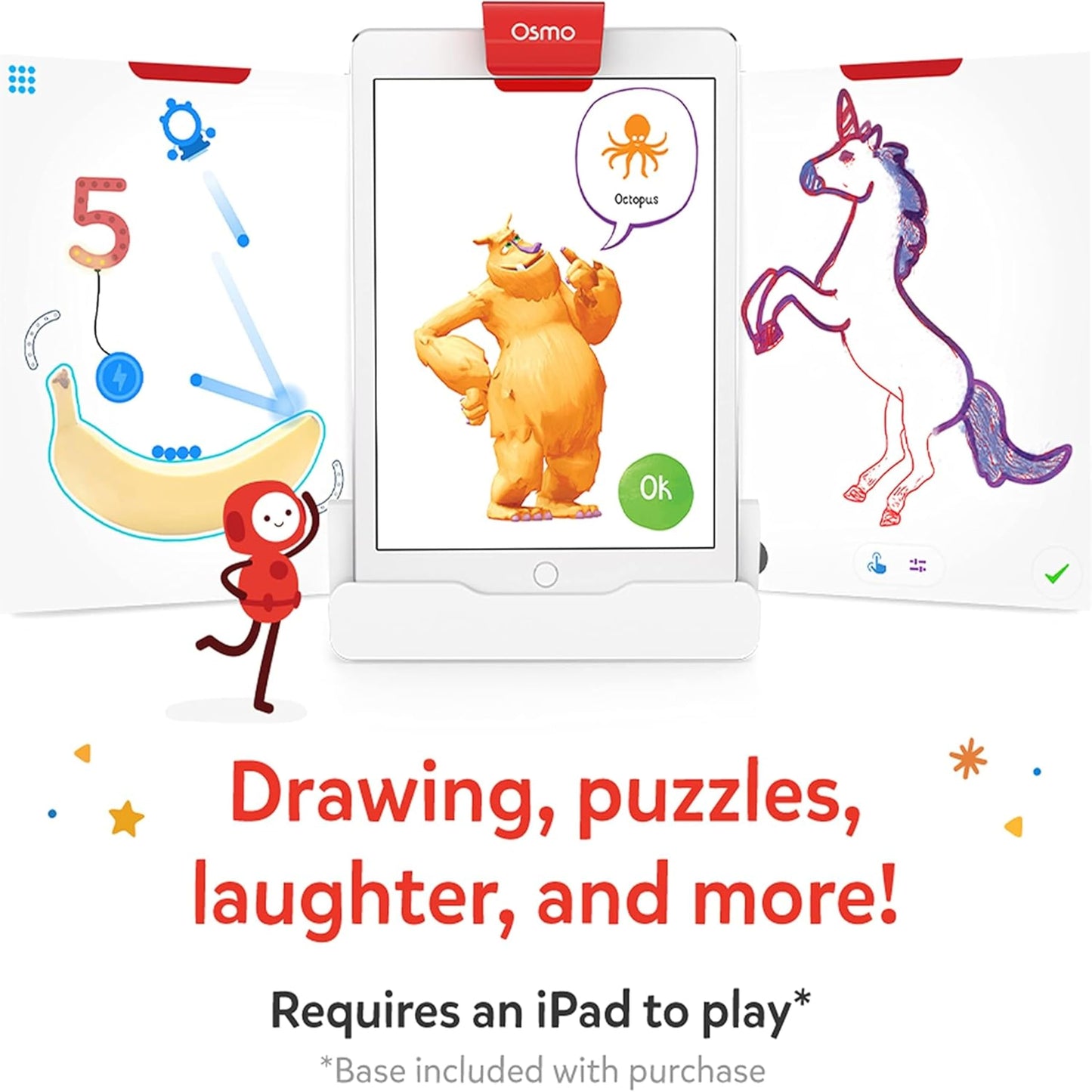Osmo - Creative Starter Kit for iPad - 3 Educational Learning Games - Creative Drawing & Problem Solving/Early Physics - STEM Toy Gifts for Kid, Boy & Girl - Ages 5-10 (Osmo Base Included)