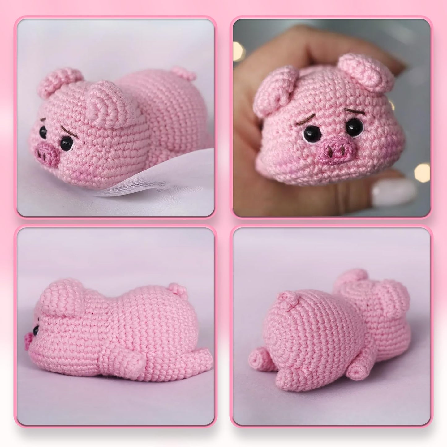 JXINLODGEG Crochet Kit for Beginners, Crochet Animal Kits for Starters with Step-by-Step PDF File Tutorials, Crocheting Kit for Adults DIY Art Craft Knitting Starter with Hooks Pig