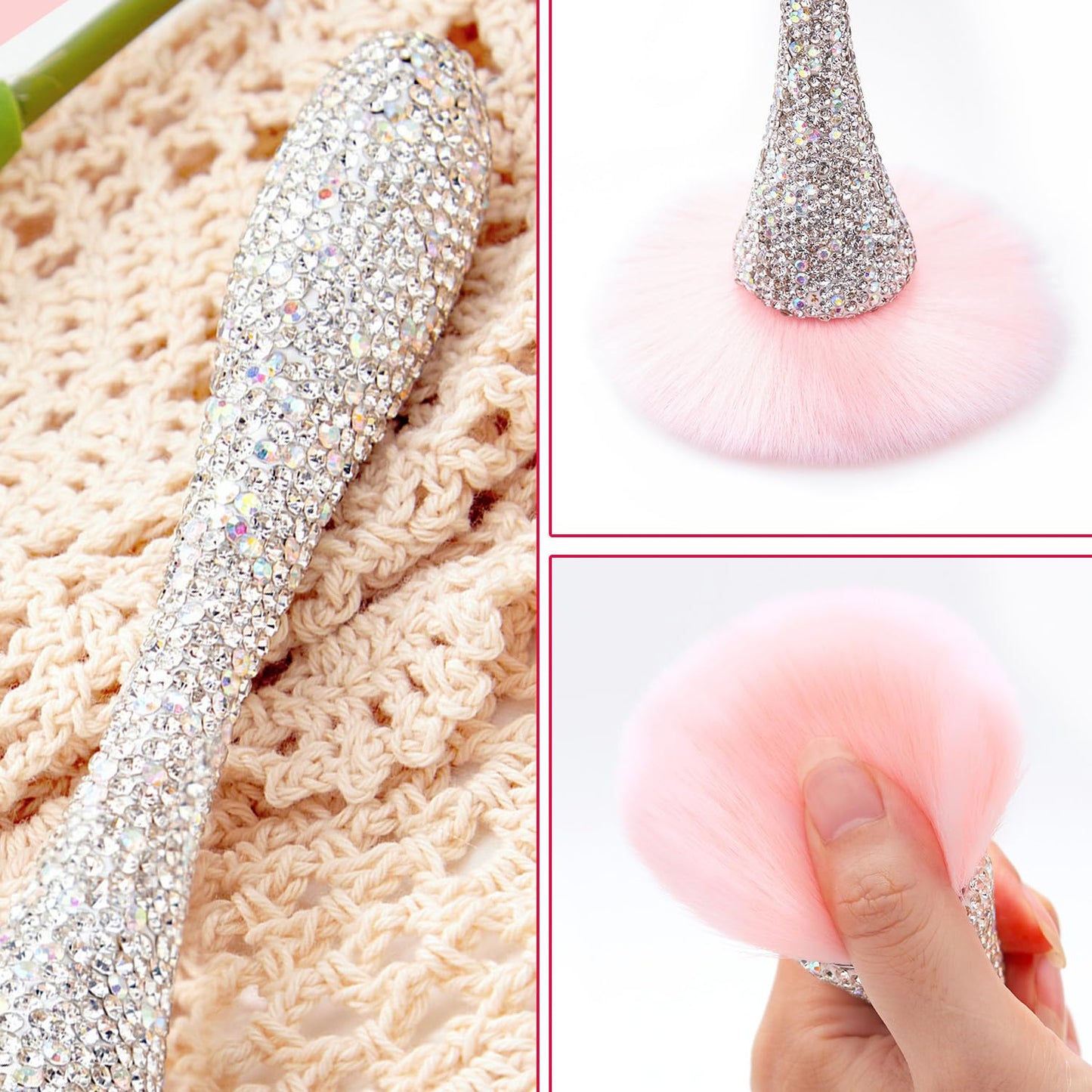 JERCLITY 1 Piece Powder Makeup Brushes Blush Brush Super Large Face Makeup Brushes Kabuki Brushes for Powder Cosmetic Nail Dust Brush Makeup Tool(White Diamond)