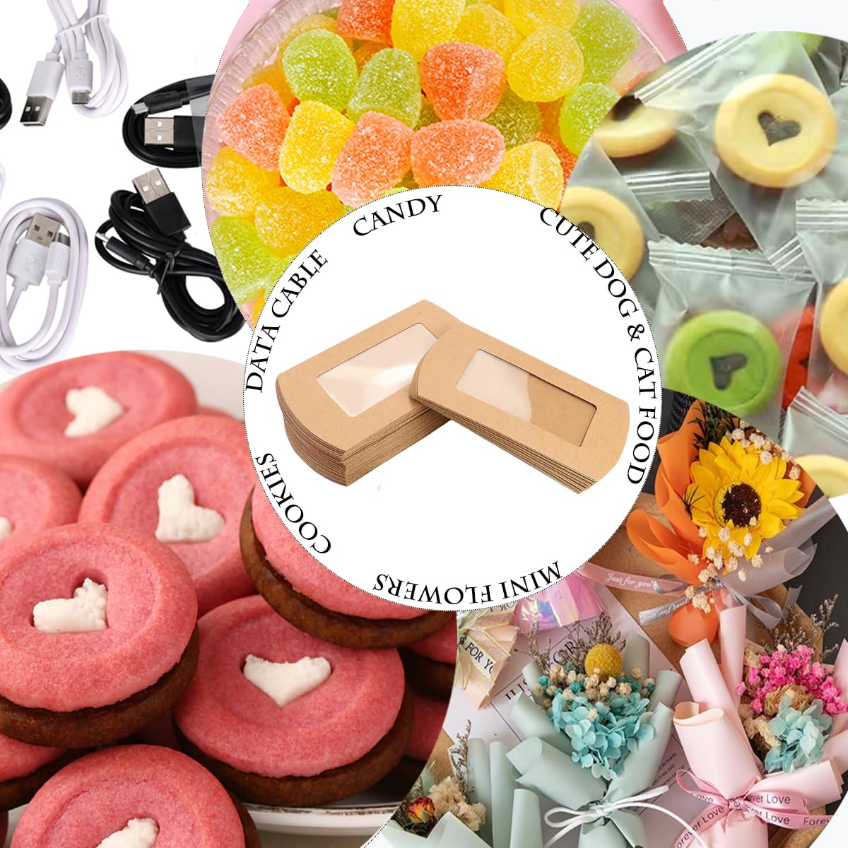 100 Pcs Pillow Gift Boxes with Windows,Kraft Paper Mini Pillow Packaging Box, Creative Favor Box Folding Treat Boxes with Clear Window for Bakery Candy Chocolate Jewelry Display Wedding Party Favor (kraft 100Pcs)