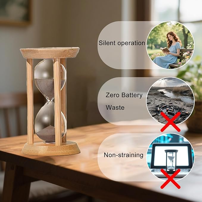 Mini Hourglass,5 Minute Sand Timer,Wooden Sandglass Timer, Sand Watch 5 Min, reloj de Arena- Unique Sand Clock for Classroom,Cooking,Desk Decor & Gift Brown