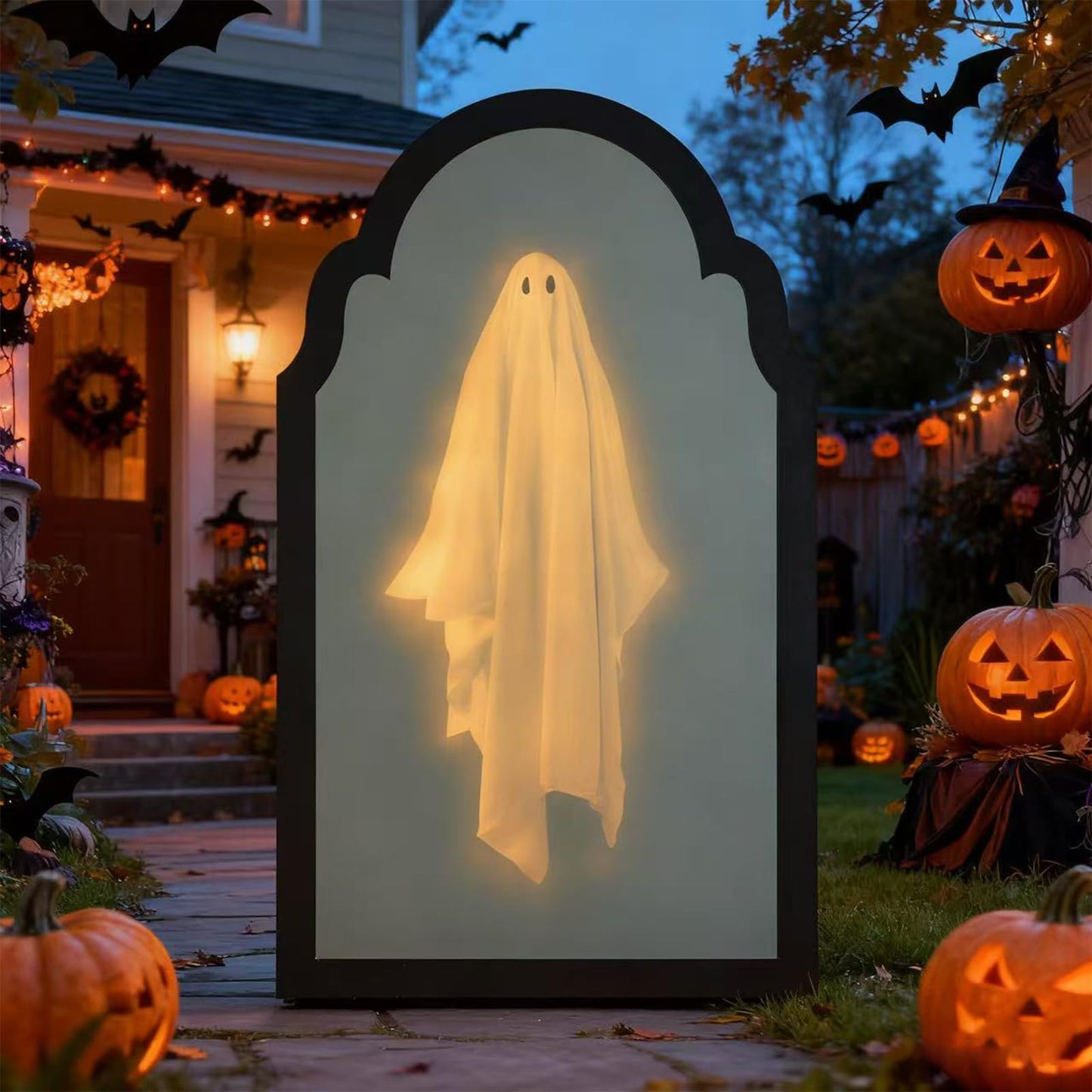 Halloween Hologram Ghost Mirror with Glowing Creepy Eyes & Atmospheric Wall Mirror, 2025 Novelty Home and Kitchen Decoration (Large)