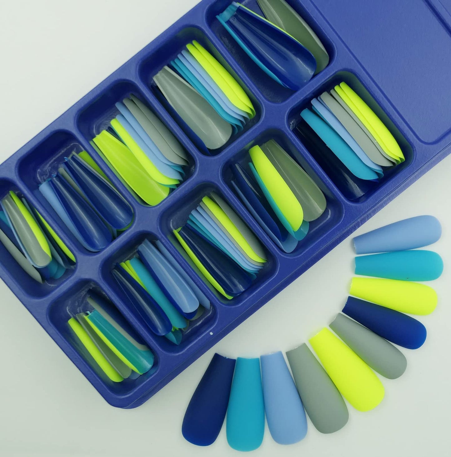 LoveOurHome 300pc Coffin Press on Nails Long Fake Nail Kit, Coffin Nails Press ons Nail Medium Ballerina Acrylic Glue Nails Tips Full Cover Matte Artificial Nails False Fingernail for Women Girls