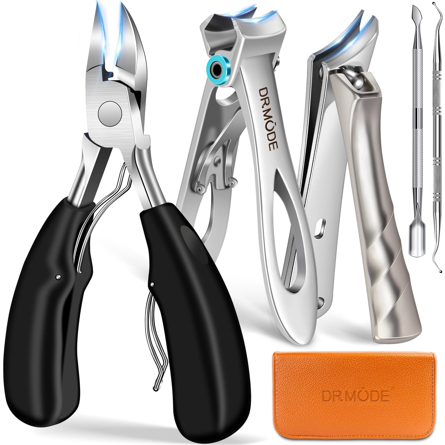 DRMODE Toenail Clippers for Seniors Thick Toenails, Large Toe Nail Clippers for Men Thick Nails with Wide Opening, Sharp Heavy Duty Ingrown Toenail Clippers Nail Cutter Long Handle with Slanted Blade