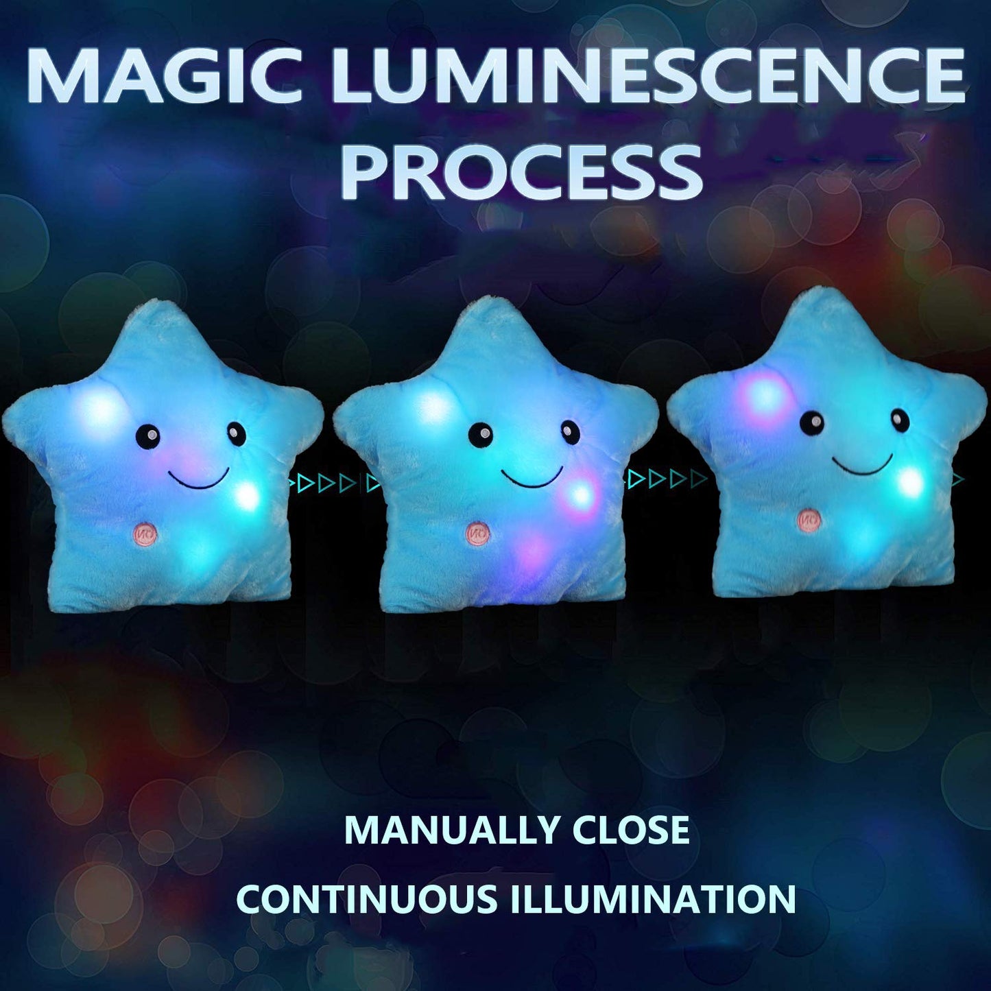 sofipal LED Twinkle Star Shaped Plush Pillow, Creative Night Light Glowing Cushions Plush Stuffed Toys Gifts for Kids, Decoration (Blue)