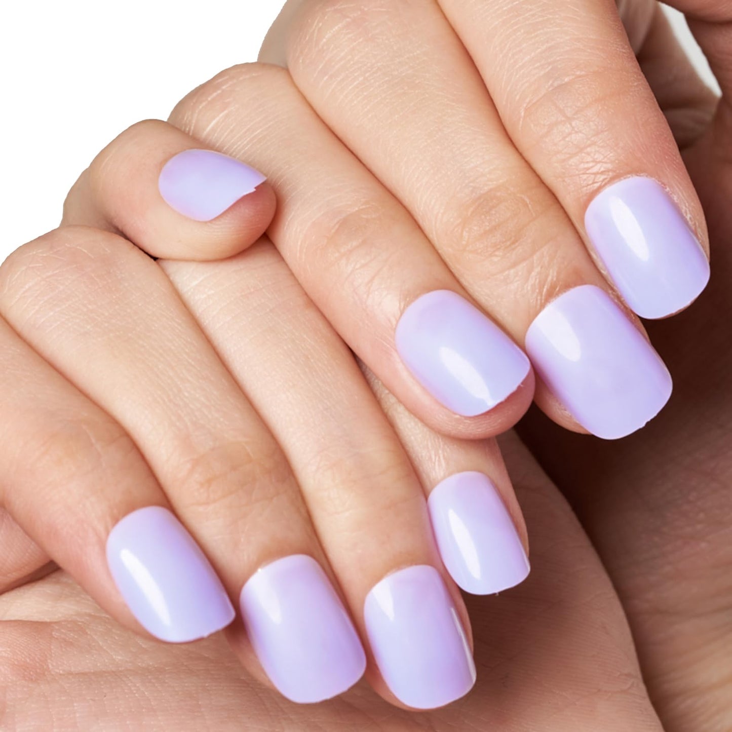 GLAMERMAID Short Press on Nails Sets Squoval,Black and Light Purple Glossy Glue on Nails,48 Pcs 2 Sets Reusable UV Finish Fake Nails Acrylic False Nails Manicure Kits for Women Gift