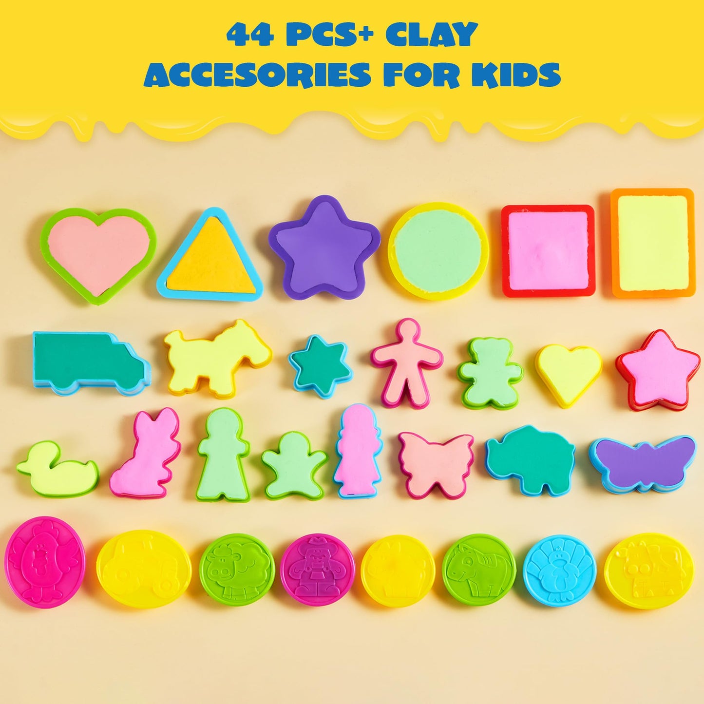 JOYIN 44 Clay Tools Set for Kids, Clay Accessories with Various Plastic Molds, Rolling Pins, Cutters, Gift for Boys Girls
