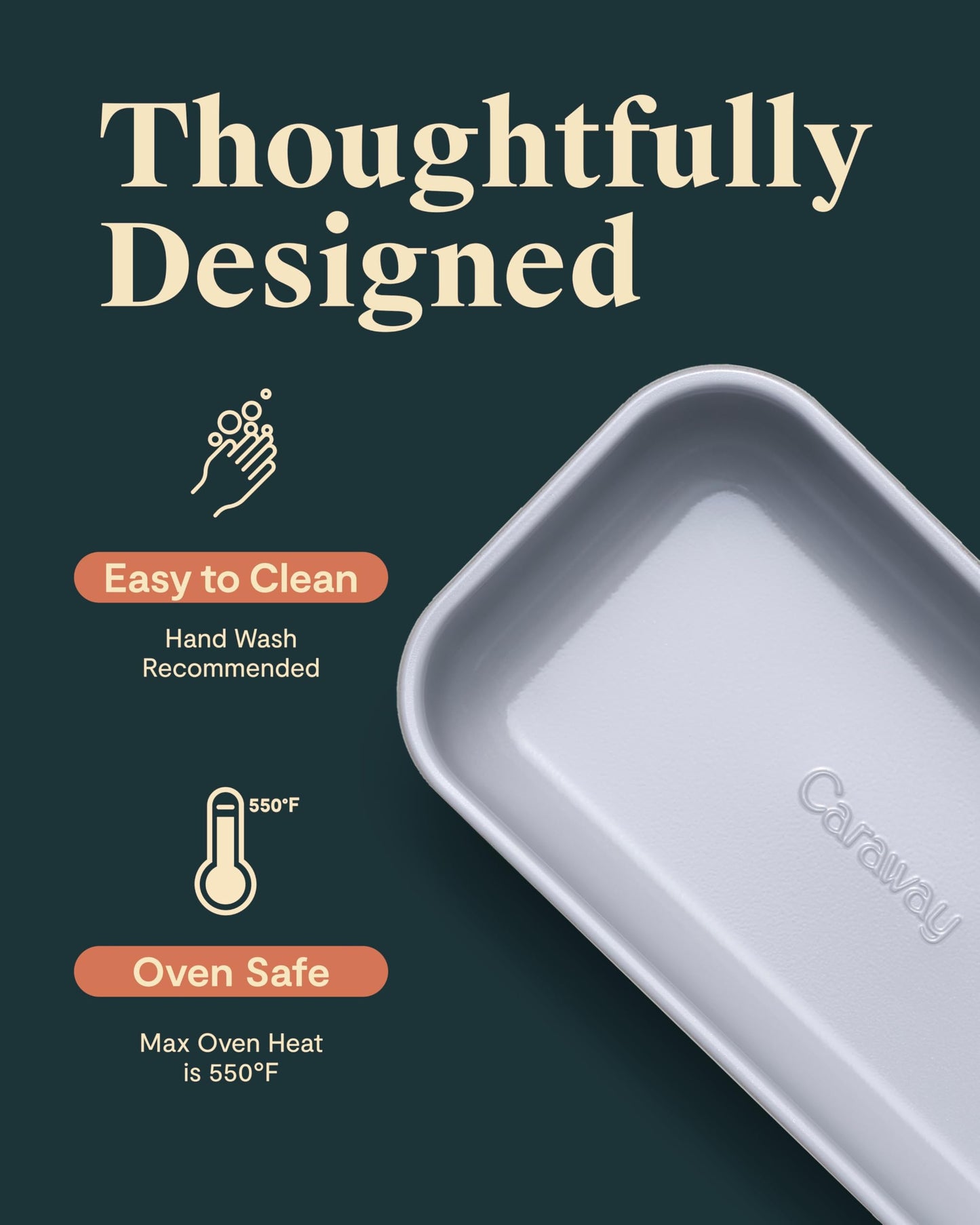 Caraway Non-Stick Ceramic 1 lb Loaf Pan - Naturally Slick Ceramic Coating - Non-Toxic, PTFE & PFOA Free - Perfect for Pound Cakes, Breads, & More - White