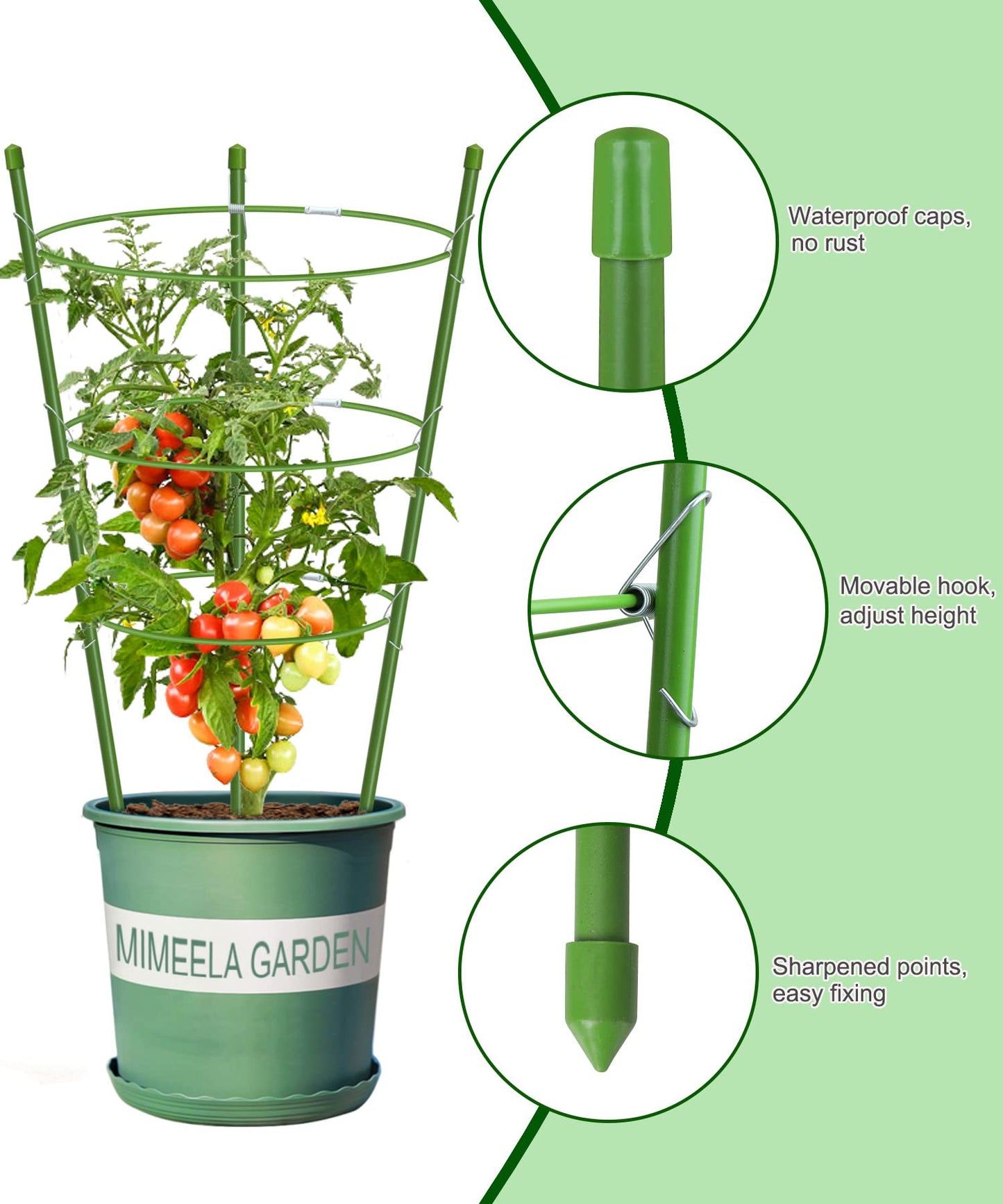 4 Pack Garden Plant Support Tomato Cage, Upgrade 24" Trellis for Climbing Plants, Plant Trellis Kits (24")