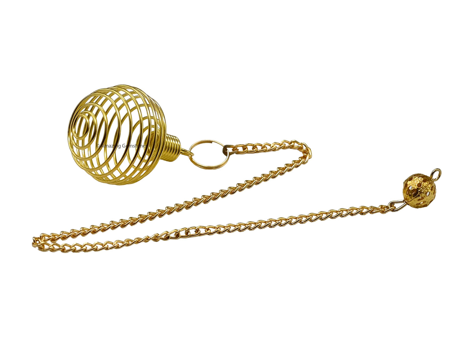 Amazing Gemstone Healing Metal Pendulums for Divination, Gold Spiral Cage Steel Copper Pendulum High Energy Pendulo de Bronce Pendulos de Mesa MP51