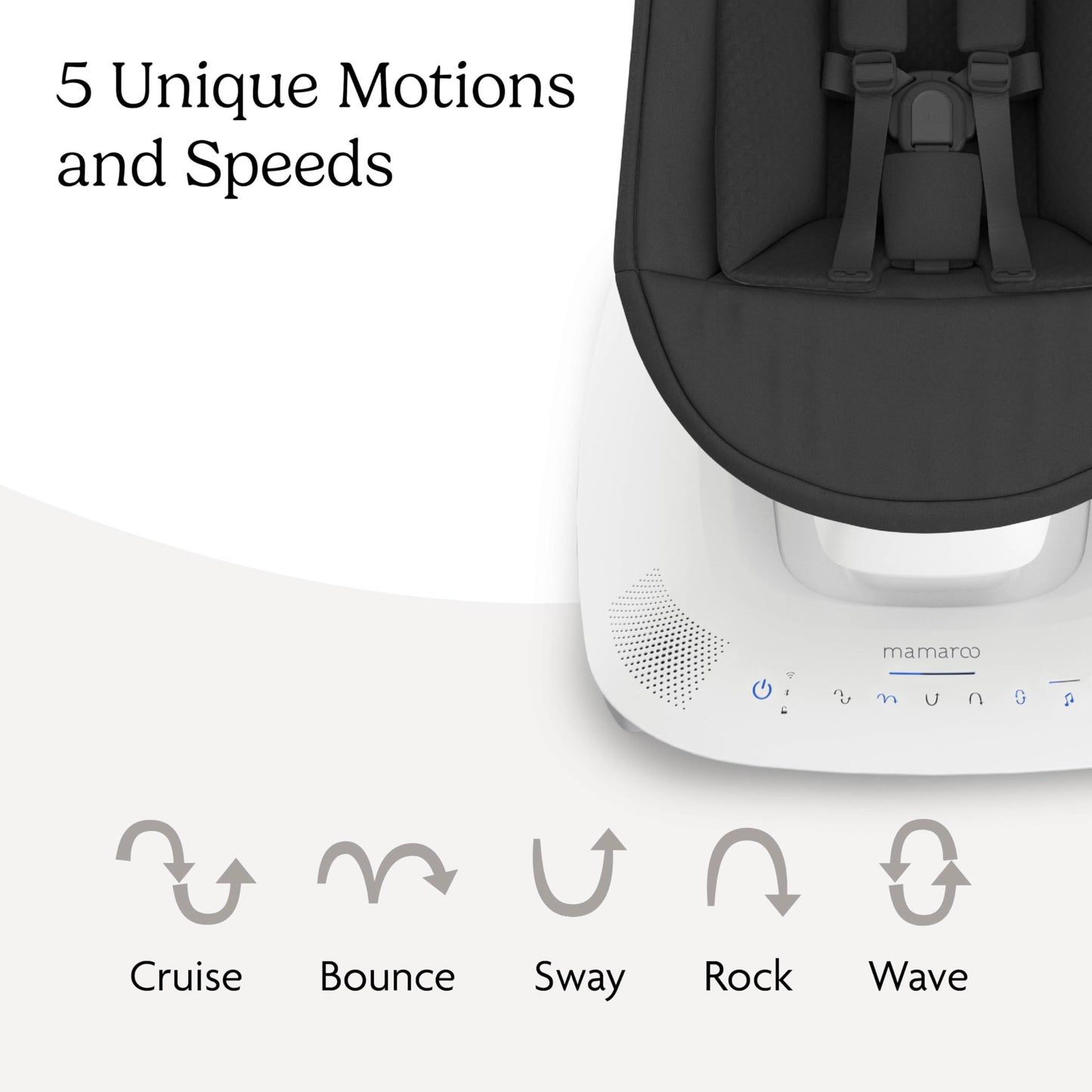 UPPAbaby Mamaroo Smart Swing – Customizable Soothing Modes with MotionSync Technology – Infant Recline + Bluetooth Enabled – Included Newborn Insert – Jake (Charcoal Mélange)