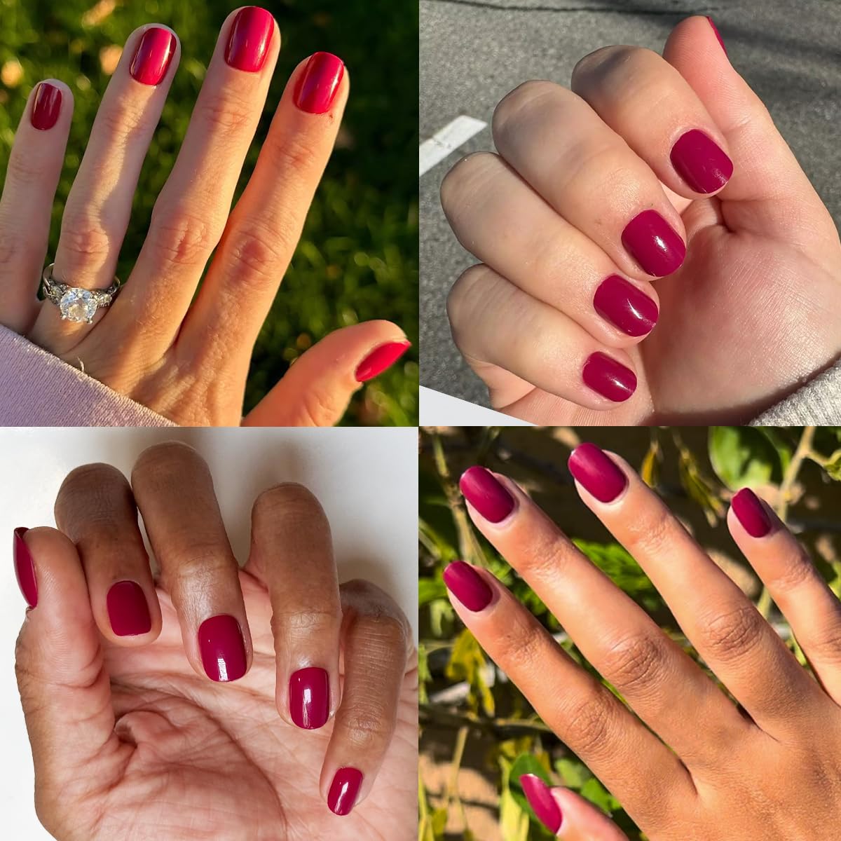 Olive & June Classic Super Stick Mani Press On Nails | No Glue Needed | 32 Tab Nails 16 Sizes | Non-Toxic Tabs Easy On-Off Non-Damaging Realist Look 7-Day Wear | Extra Short, Squoval | Mulberry Maroon