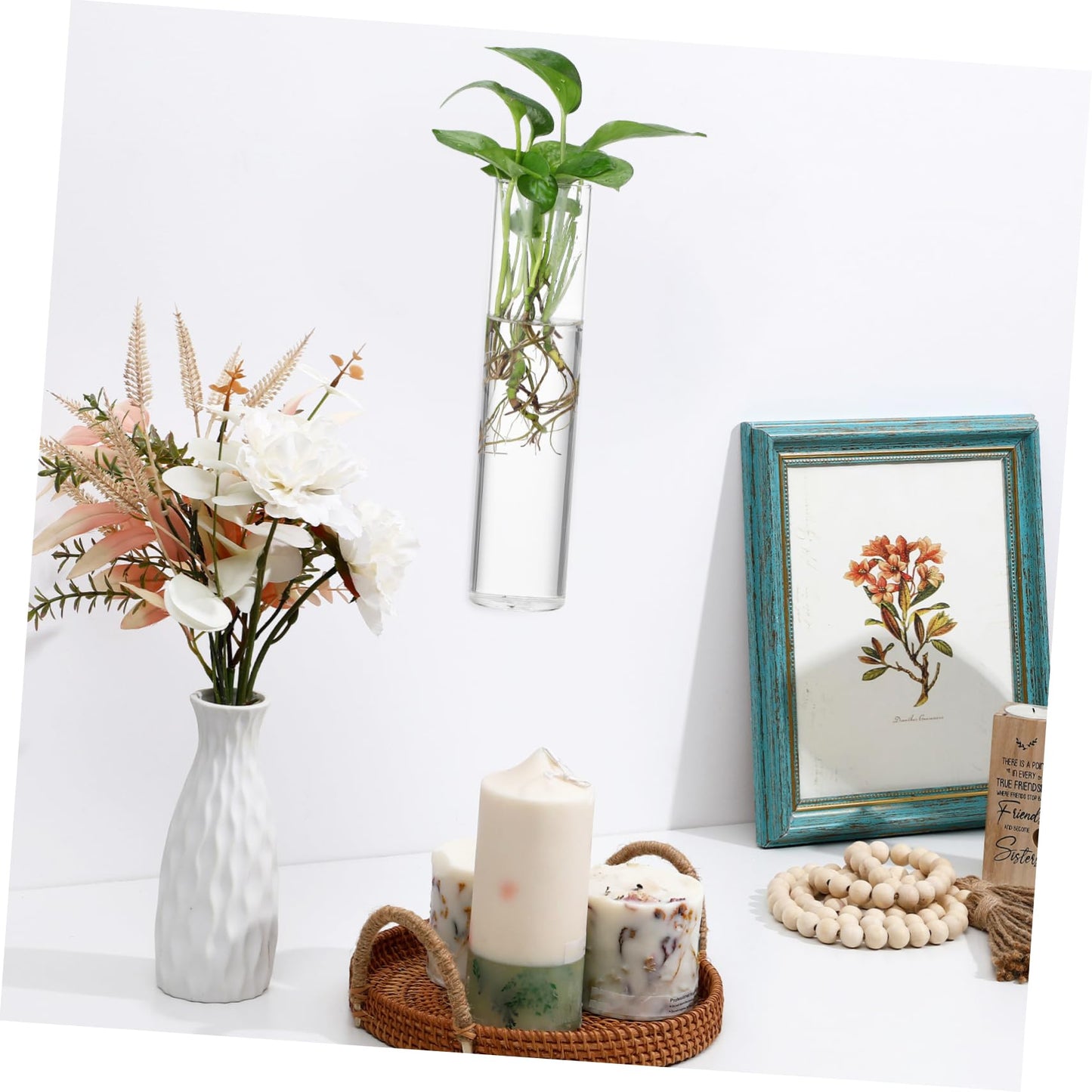 Ciieeo 2pcs Hanging Glass Planters Wall Vases Cylinder Shape for Indoor Plants Secure Mounting Terrariums Propagation Stations Home Office Decor
