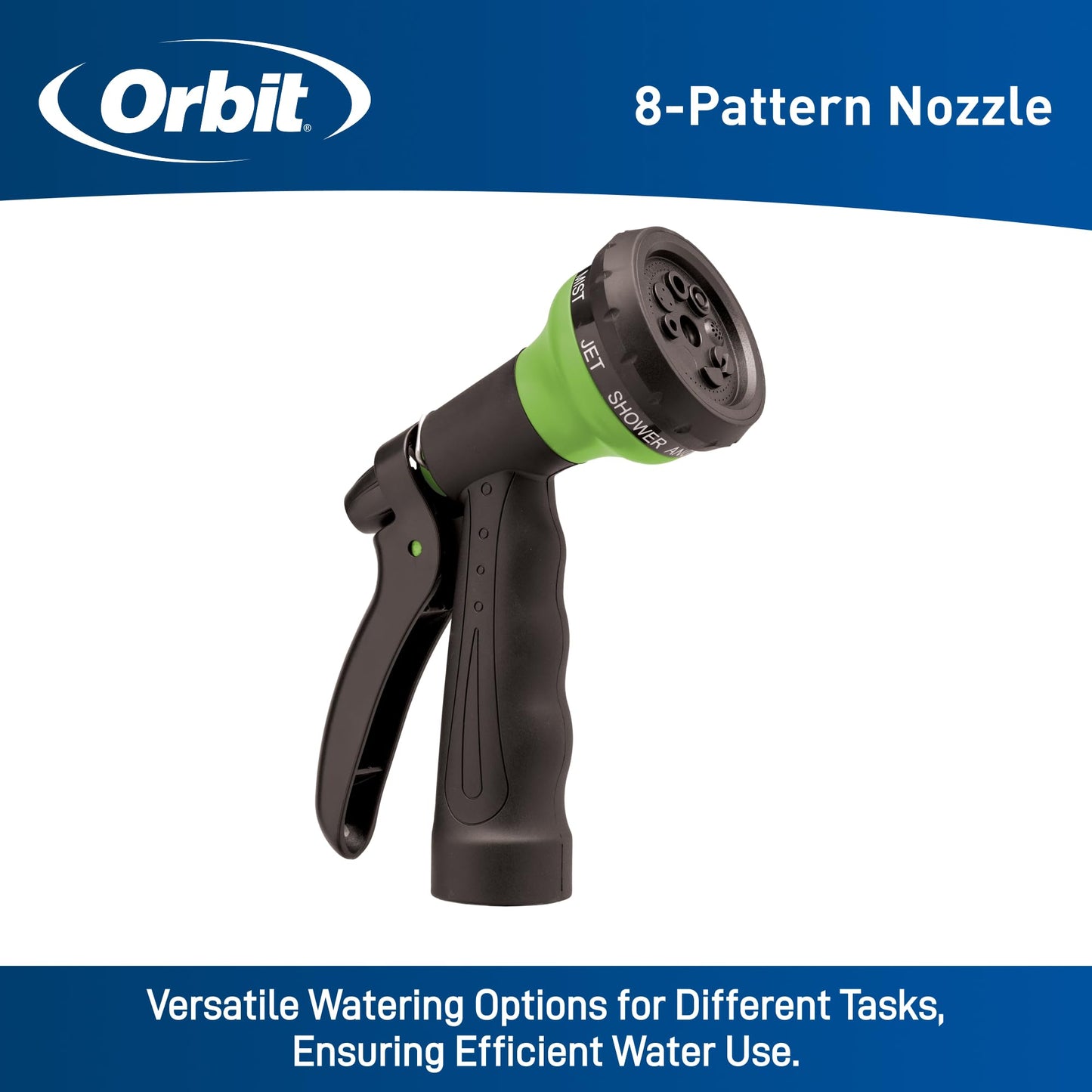 Orbit 26380 Coil Garden Hose, 25 Feet, with 8-Pattern Hose Nozzle (Green)