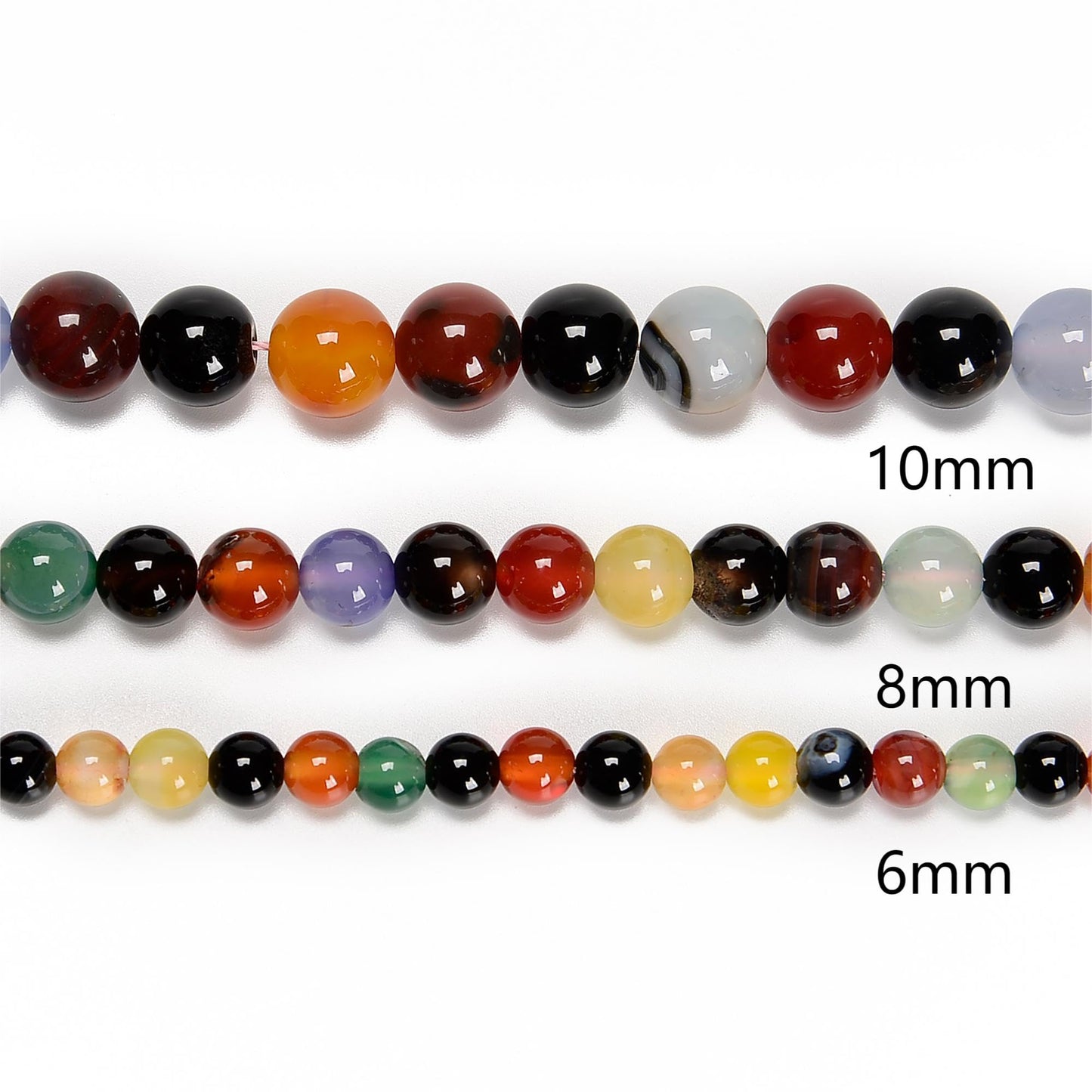48Pcs 8mm Colorful Agate Natural Round Loose Real Stone Beads Gemstone Genuine for DIY Hand Made Craft Jewelry Bracelet Earring Necklace String Making Energy Healing Power