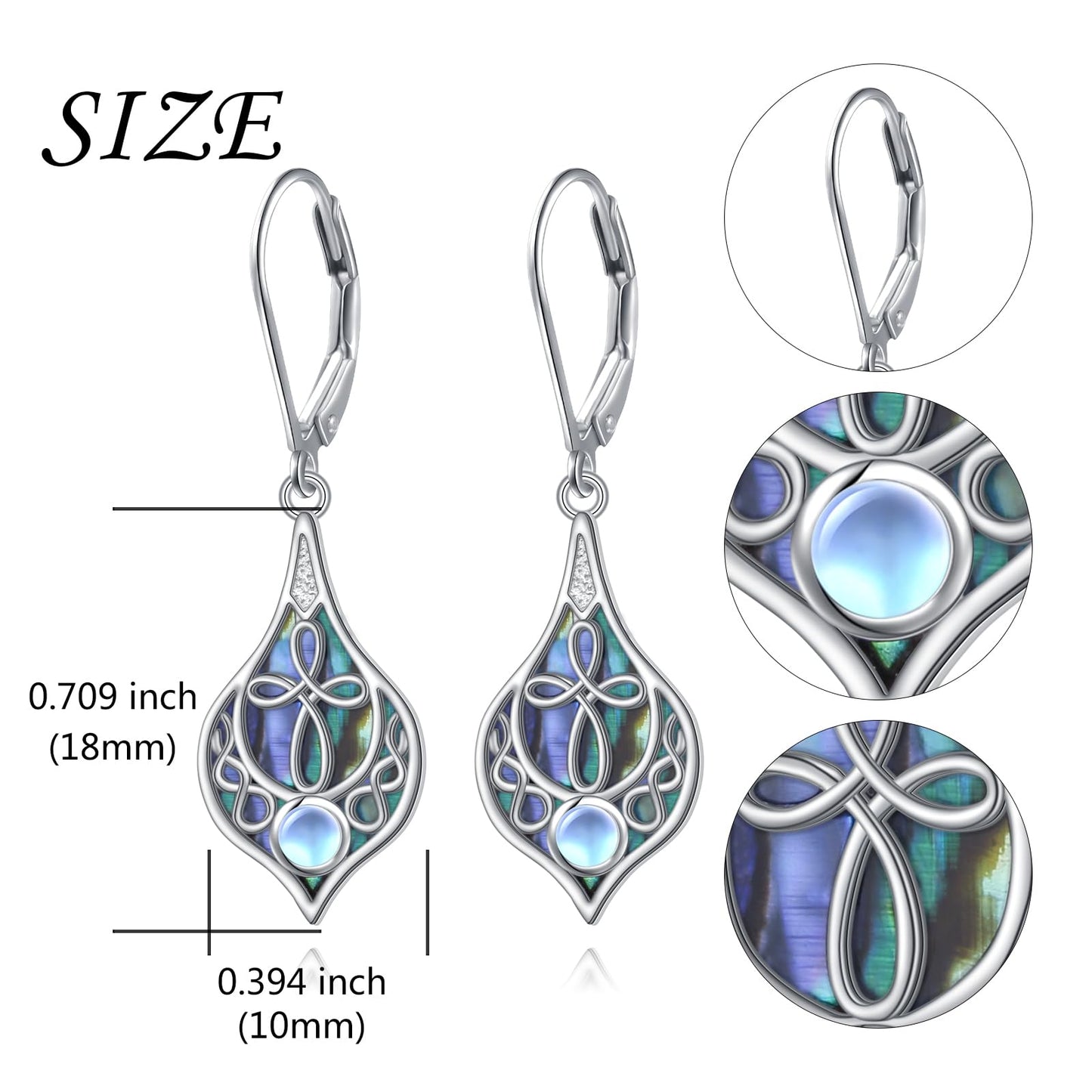 SHAOAN 925 Sterling Silver Cross Moonstone Dangle Drop Earrings Abalone Shell Teardrop Earring Jewelry Gifts for Women