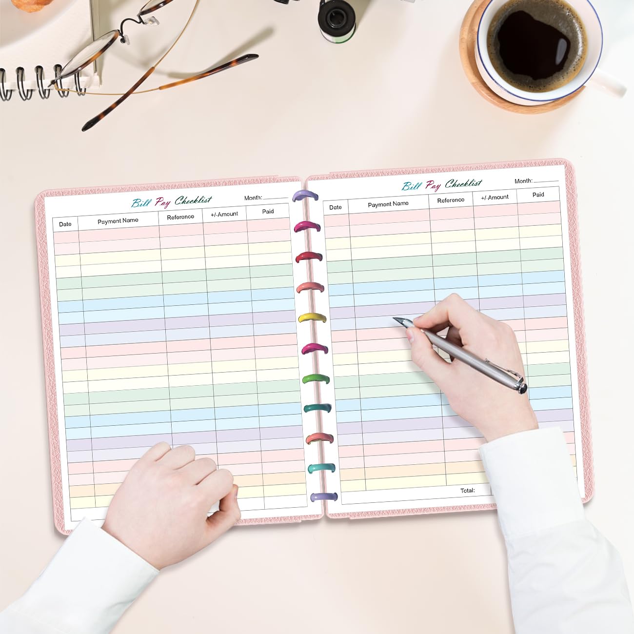 A4 TUL Bill Payment Checklist Refills - 50 Sheets/100 Pages Letter Size Monthly Budget Forms for 11-Disc Discbound Budget Planners, 8.5" x 11"