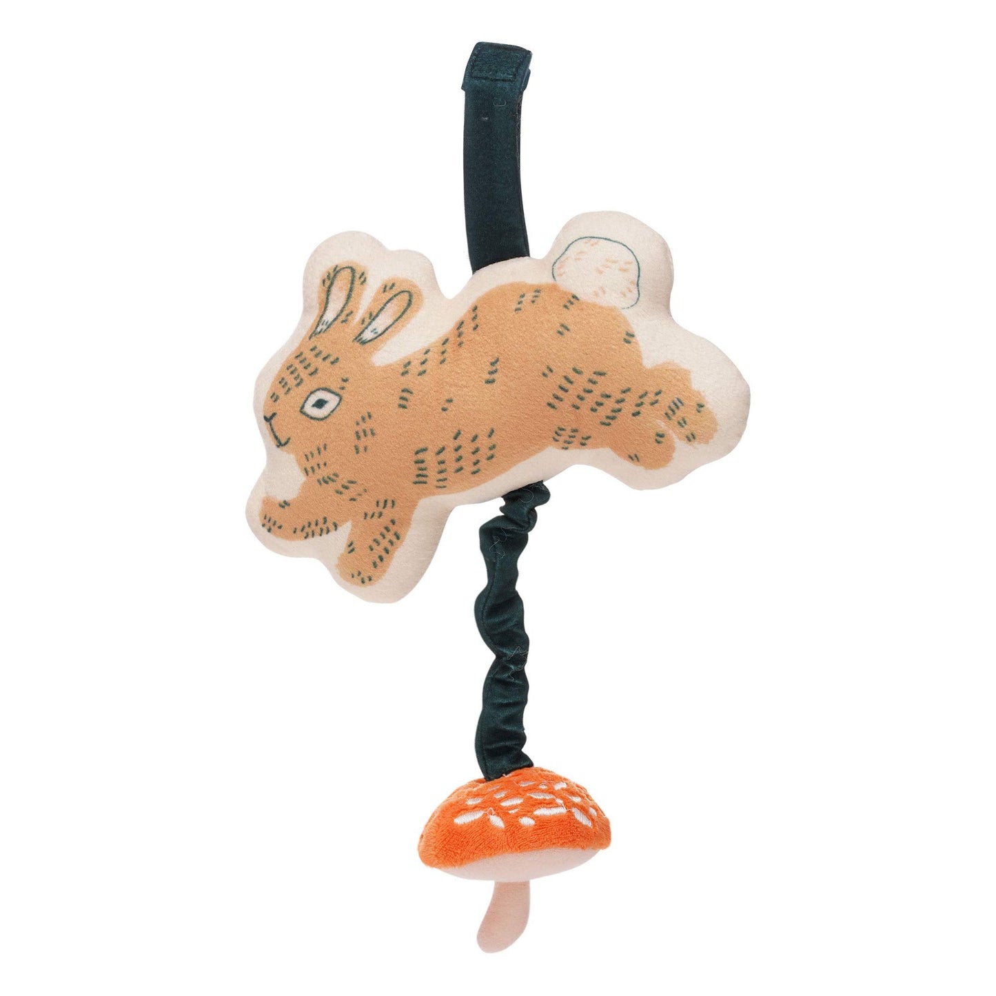 Manhattan Toy Button Bunny Brahm's Lullaby Pull Musical Toy with Baby Chime and Adjustable Fabric Loop for Carriers and Cribs