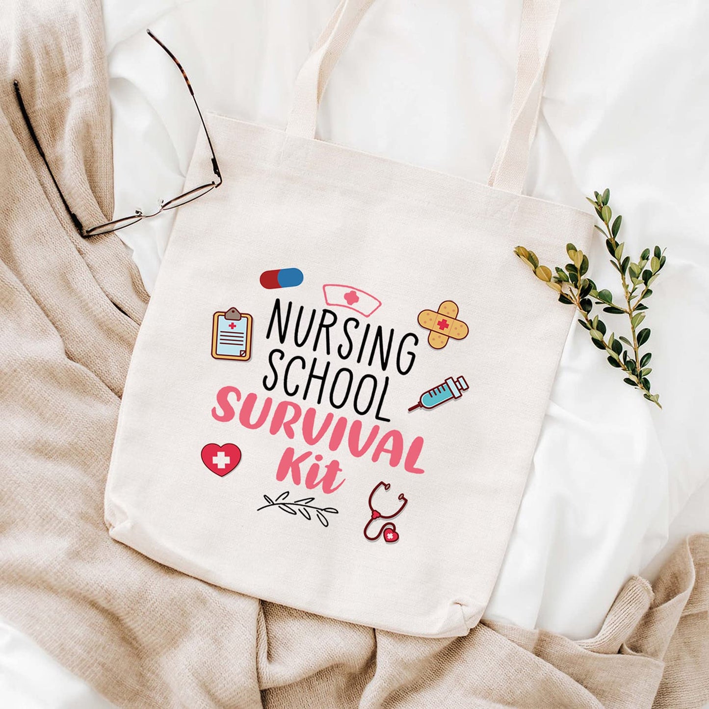 WCGXKO Nurse Gift Nurse Cosmetics Gift Nursing School Survival kit Gift for RN CNA LPV BSN LVP (NURSING SCHOOL tote)