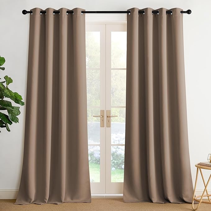 NICETOWN Room Darkening Draperies Curtains Panels, 2 Panels Cappuccino W52 x L108