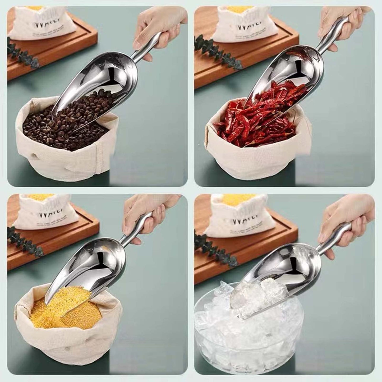 Stainless Steel Ice Scoop - Mini Ice Scoop for Freezer, Heavy Duty, Dishwasher Safe, 5 OZ