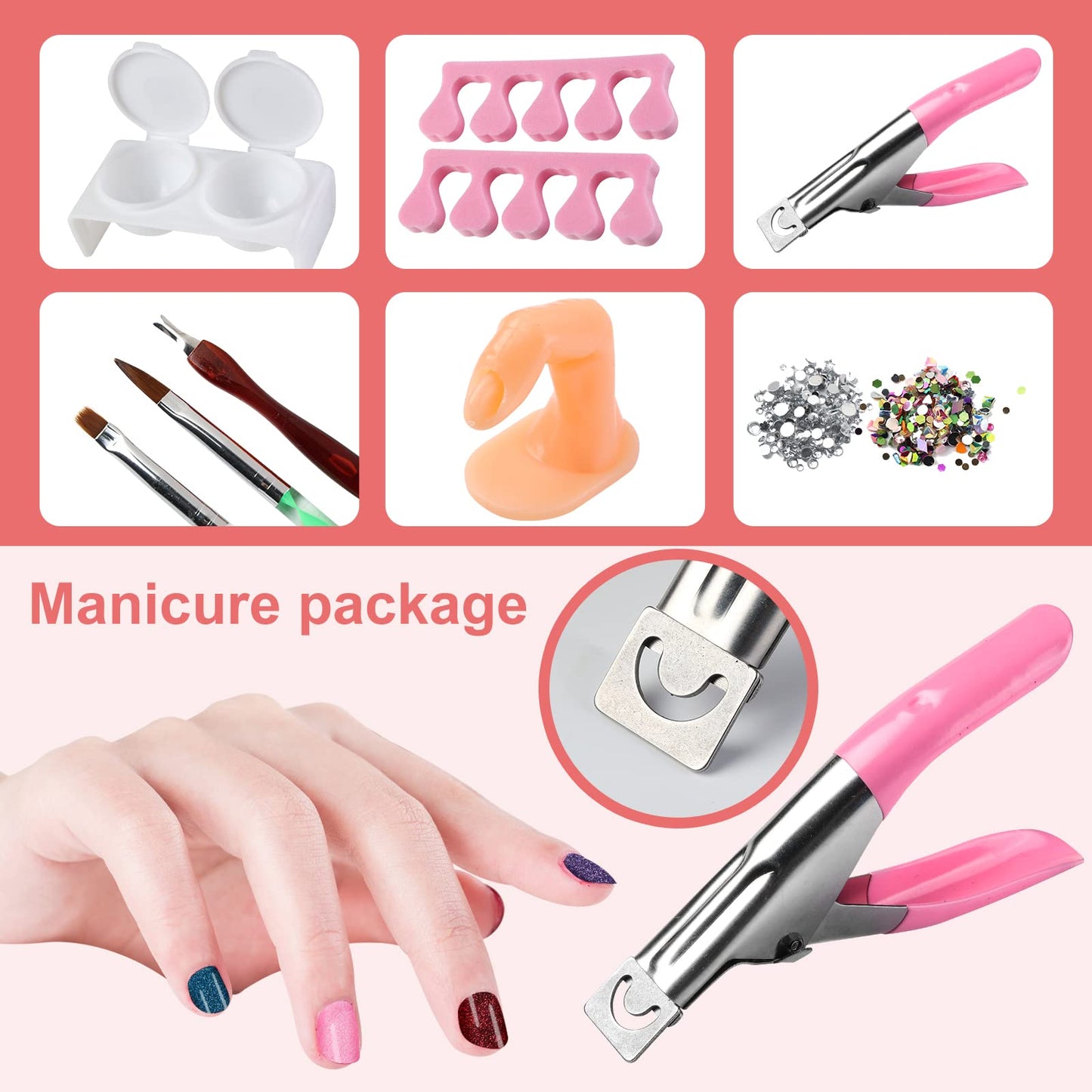 BLIFF Acrylic Nail Kit for Beginners with Everything Professional, 12 Glitter Acrylic Powder Women Nail Art Gifts DIY Decoration Tool