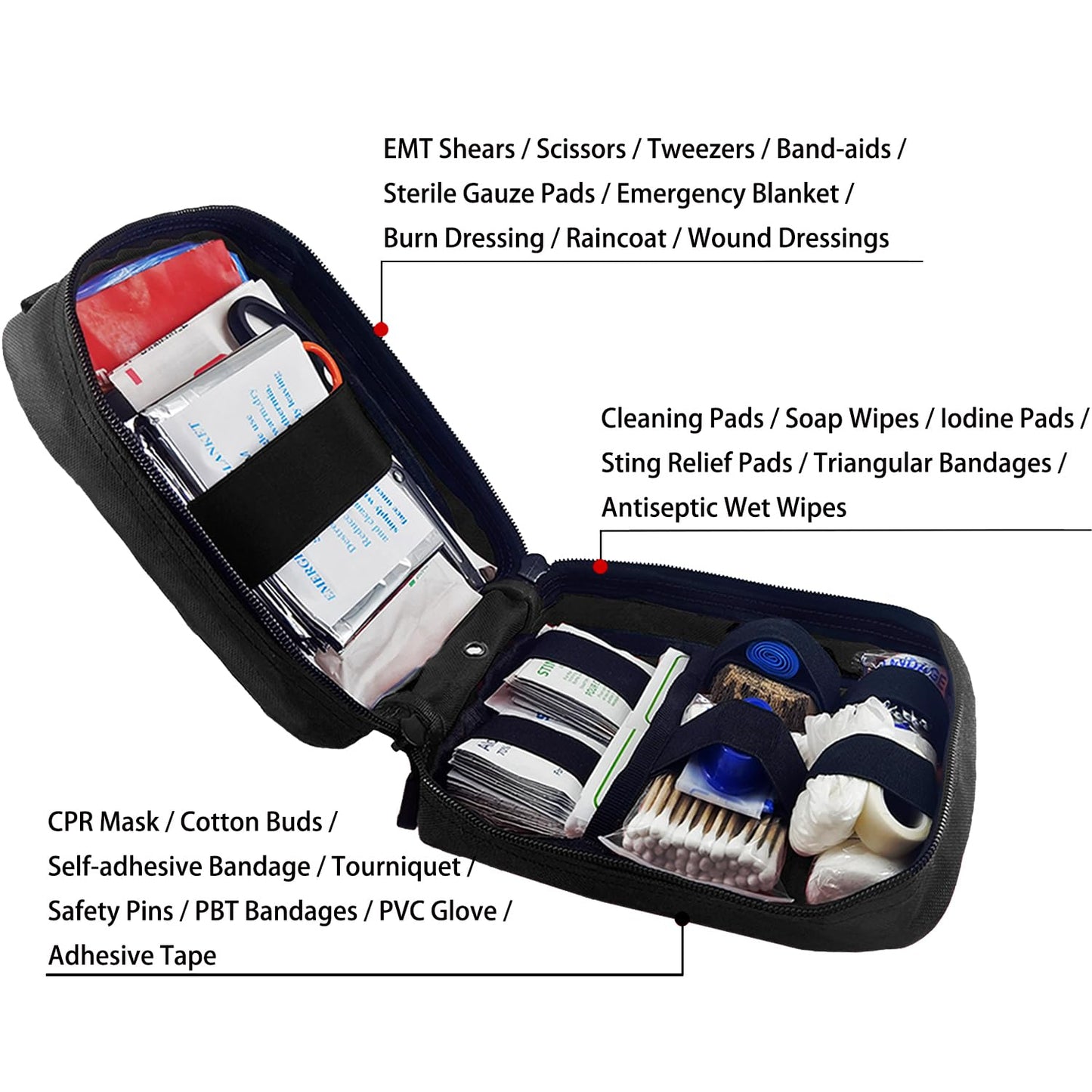Carlebben EMT Pouch MOLLE Ifak Pouch Tactical MOLLE Medical First Aid Kit Utility Pouch (With Medical Supplies)