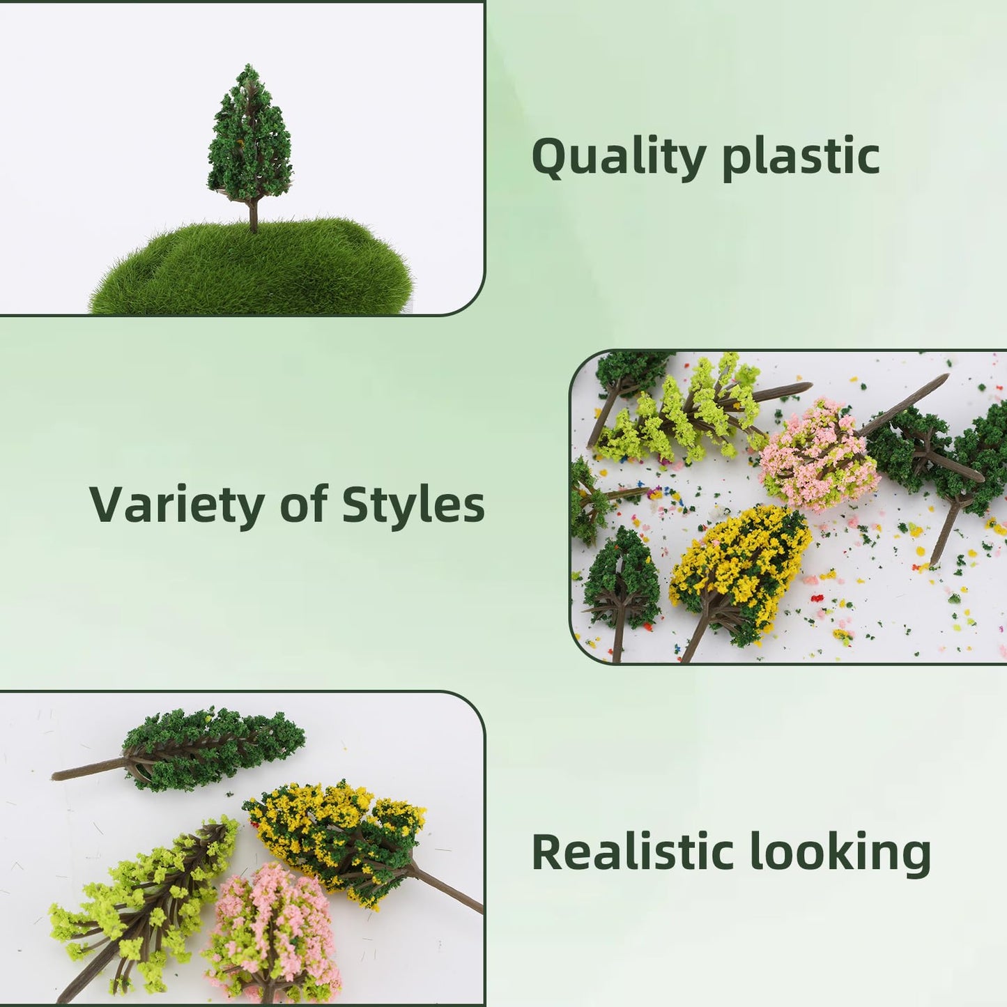 Gallipower 55pcs Model Trees 1.18-2.16" Mixed Diorama Model Tree Colourful Flower Trees Grass Architecture Mini Trees for Crafts Building Model Railway Scenery Landscape Supplies (Style 04)