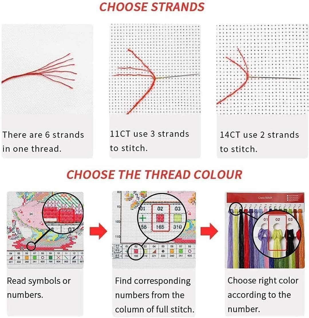 Butterfly Stamped Cross Stitch Kits for Adults, Flowers 11CT Needlepoint Counted Cross Stitch Kits for Beginner, Printed Dimensions Embroidery Kit Art Craft for Home Wall Decor Gift 14x14 Inch