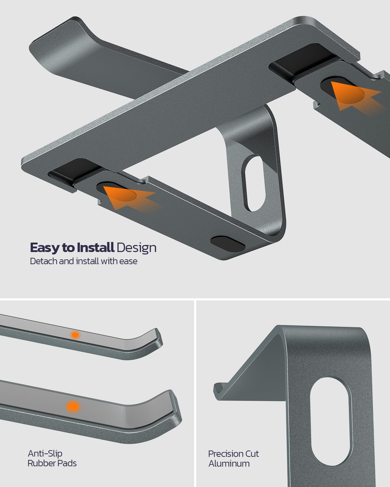 Nulaxy All-Aluminum Laptop Stand for Desk, Ergonomic Detachable Ventilated Cooling Computer Riser, Anti-Slip Design Notebook Holder Compatible with All 10-16" Laptops (MacBook, Dell XPS, HP, Lenovo)