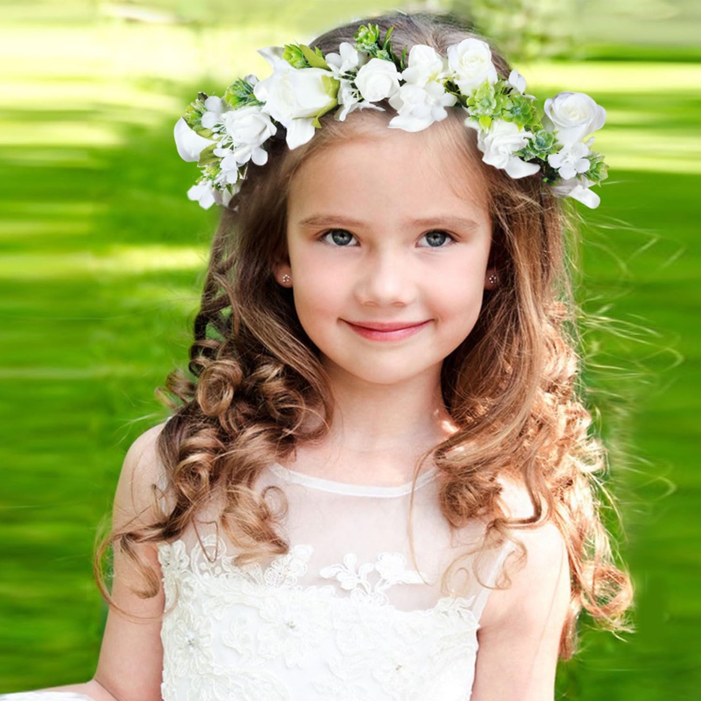 Vividsun Wedding Green Leaf Floral Crown Boho Bridal Flower Crown Maternity Photo Props Headpiece (A white)