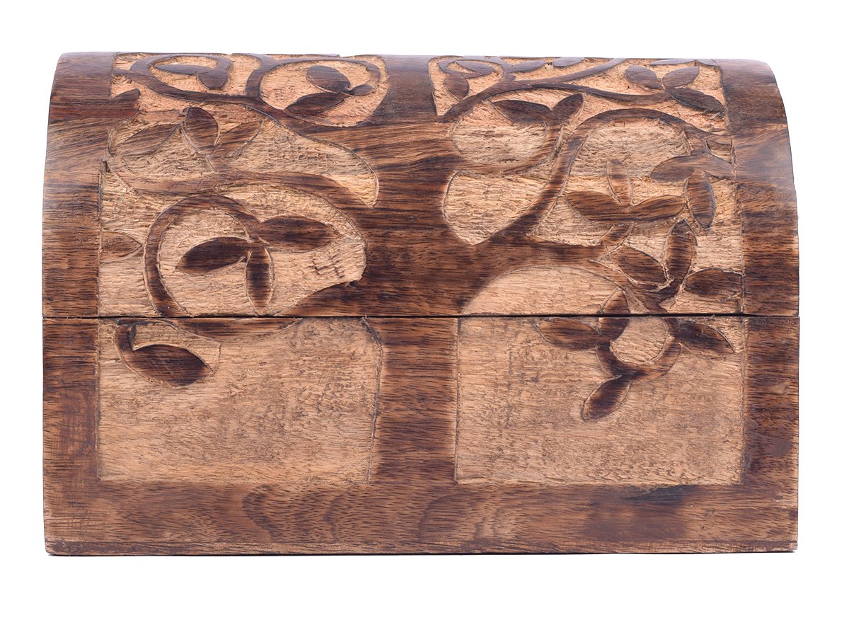 Large Wooden Tree of Life Chest Box Decorative Jewelry Trinket Holder Keepsake Storage Box Organizer Multi-Utility 9 x 6 inches