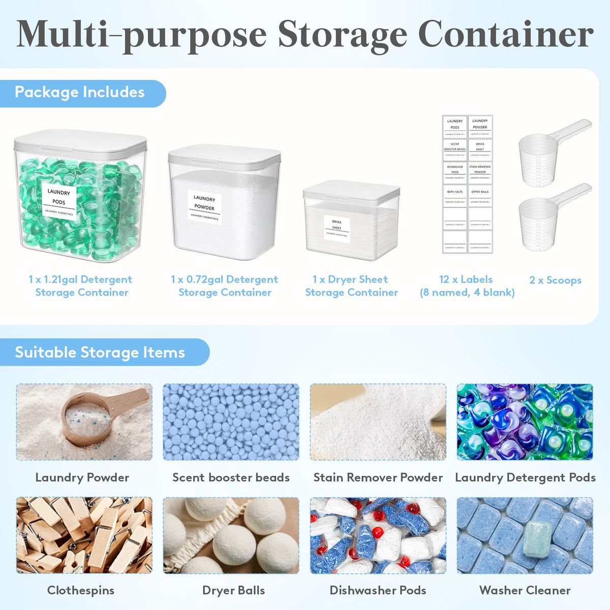 Laundry Pods Container with Pop (3 Count)