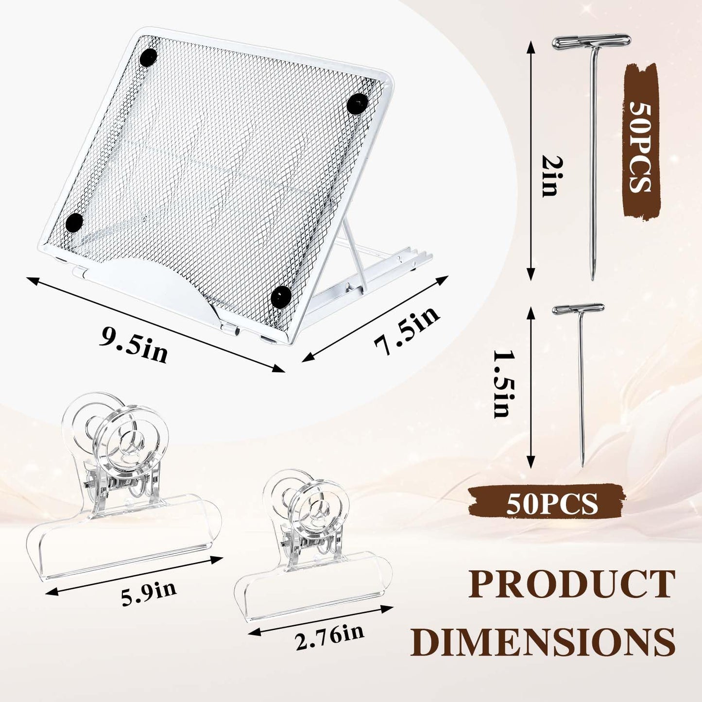 104 Pcs Macrame Board and Metal Adjustable Holder with T Pins Clips Macrame Supplies Double Sided Grids Macrame Project Board Macrame Tools for Braiding Cording Bracelet (11.8 x 11.8 Inch)