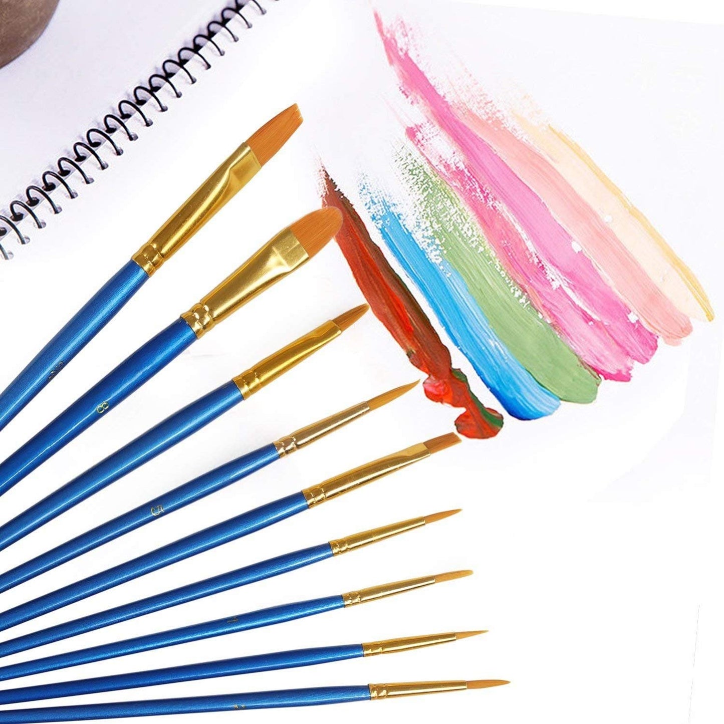 AROIC Paint Brush Set, 10 Pack 100 Pcs Acrylic Paint Brushes Artist Paint Brushes for Oil Watercolor Acrylic Face Rock Painting（Blue）