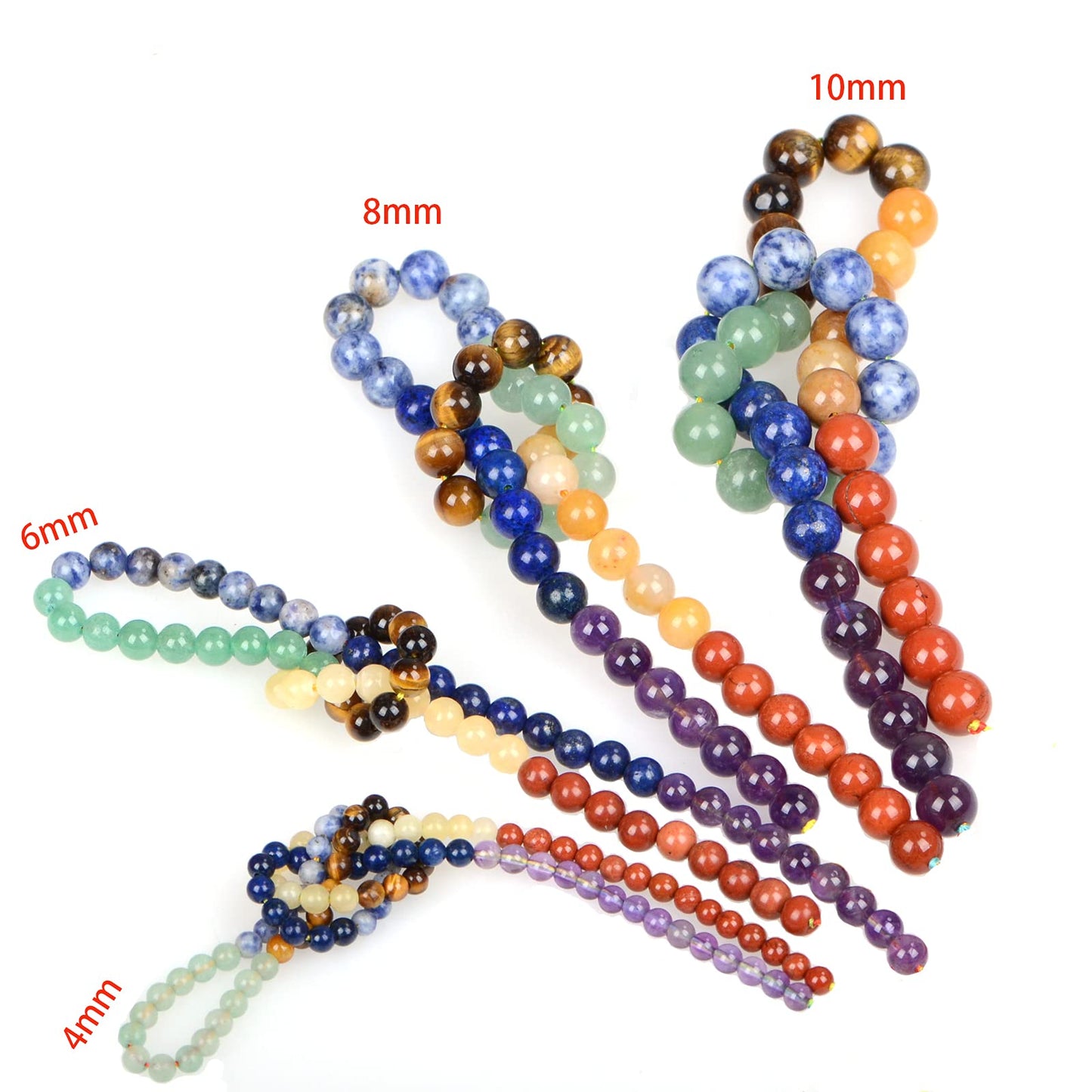 ICAI Beads 10mm Natural Colorful Stone Round Loose Stone Beads for Jewelry Making DIY Crafts Design 1 Strand 15" APPR.42pcs.